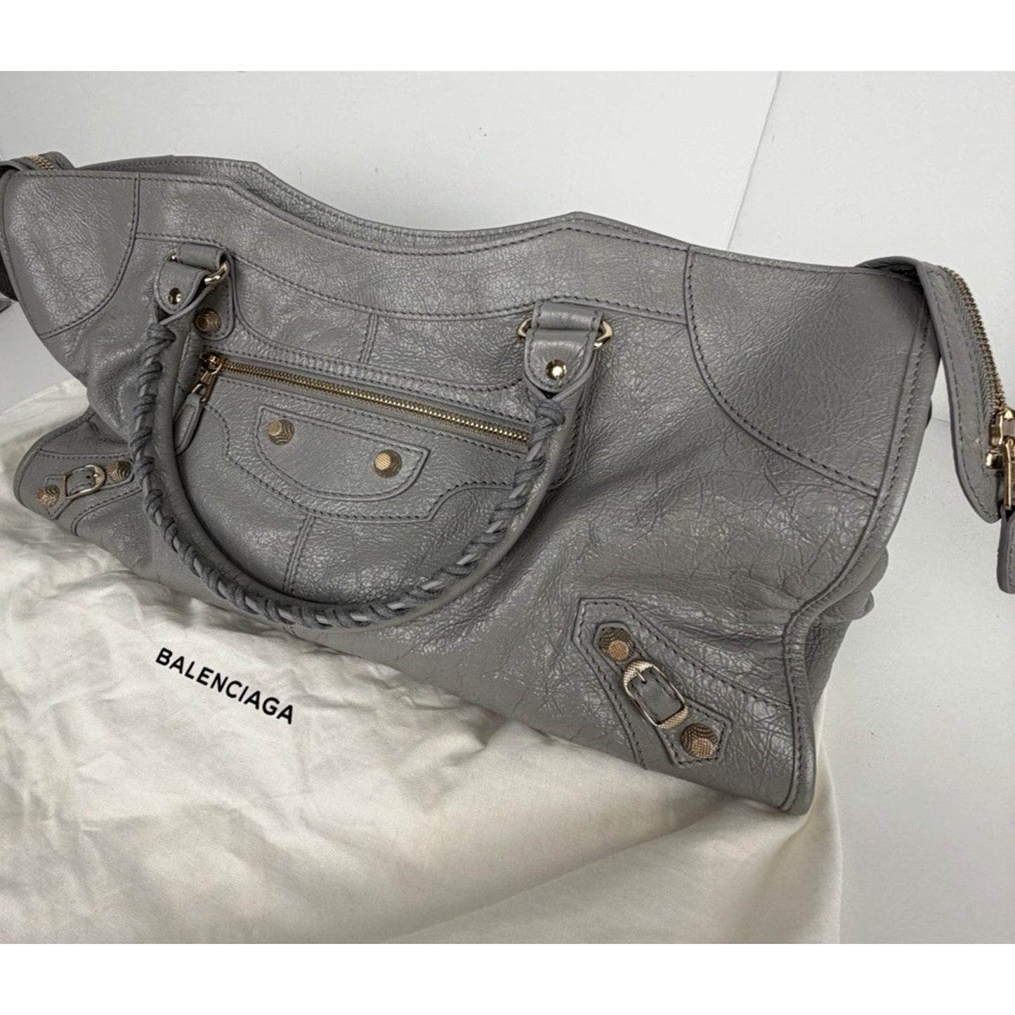 Balenciaga Agneau Lambskin Giant 12 Part Time Shoulder Bag in Gray B5