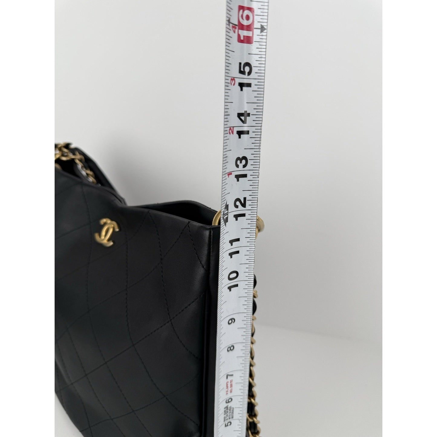 Chanel Black Quilted Leather Chains Strap Gold Hardware Hobo Bag