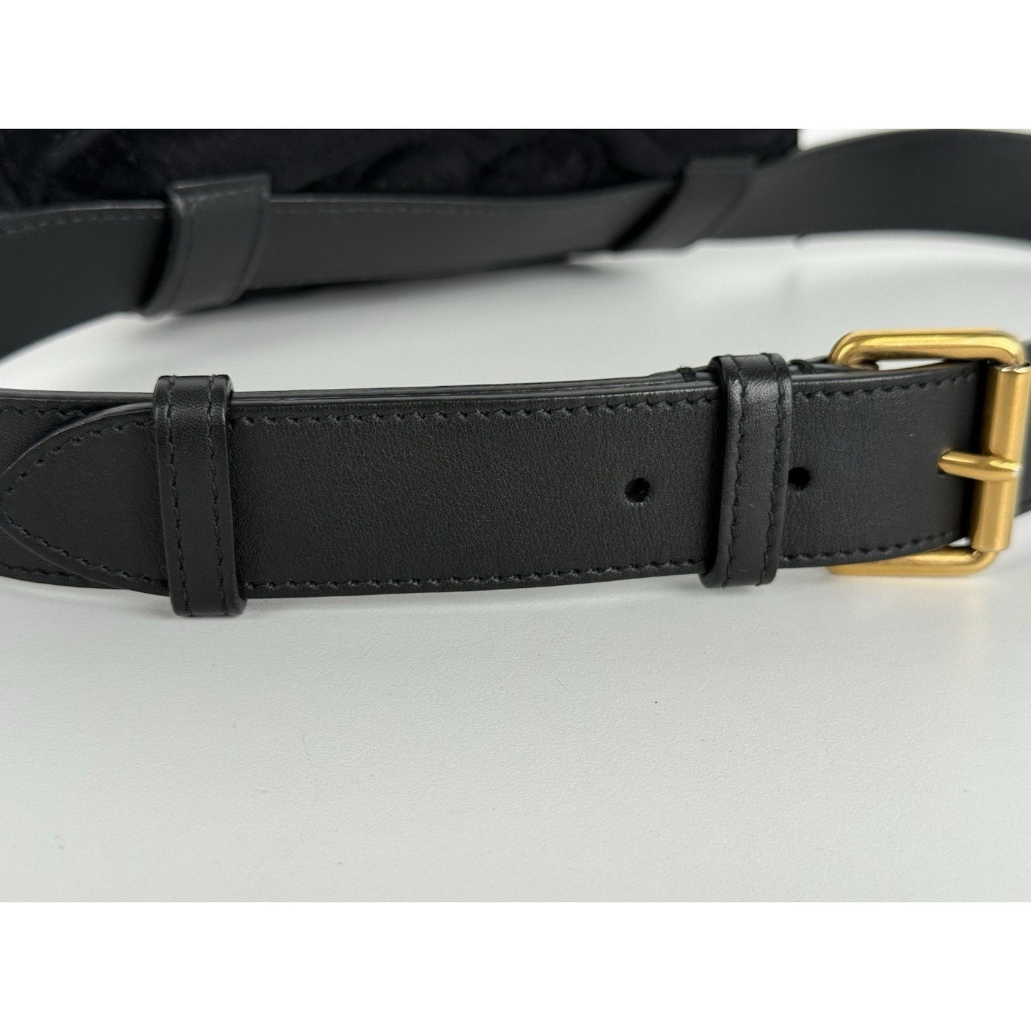 Gucci GG Marmont Oval Black Velvet Belt Bag