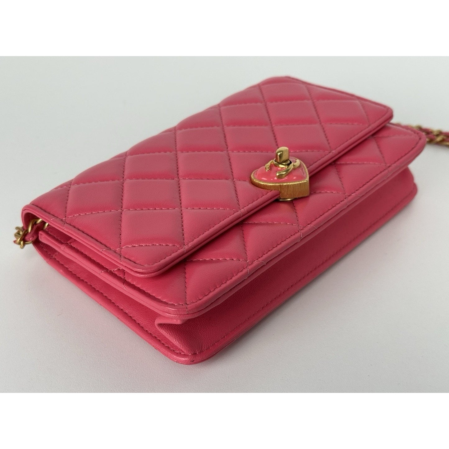 Chanel Heart Wallet on Chain Pink Leather with Gold Hardware C-6