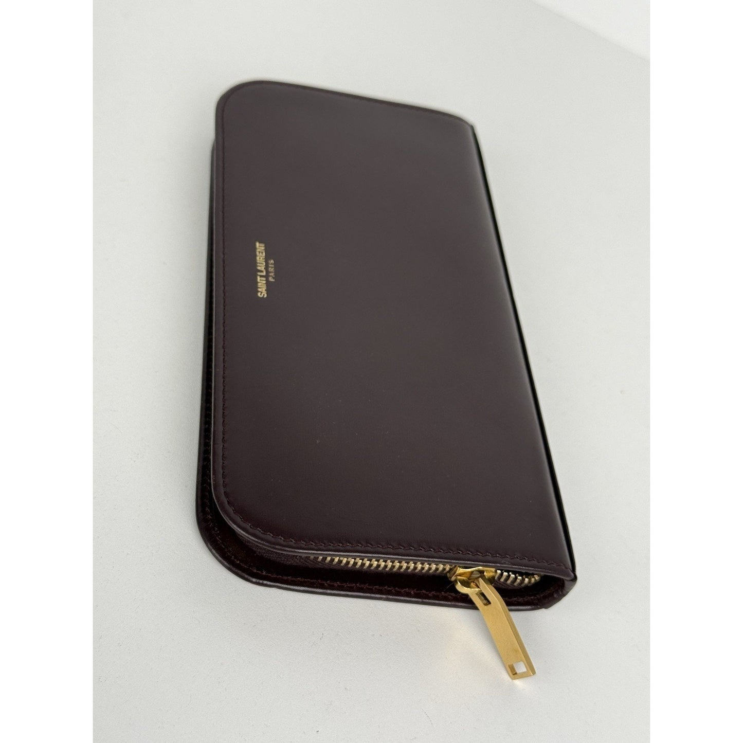Saint Laurent Amerena Zip Around Wallet Burgundy Leather