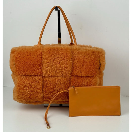 Bottega Veneta Arco Medium Intrecciato Shearling Leather Women's Tote