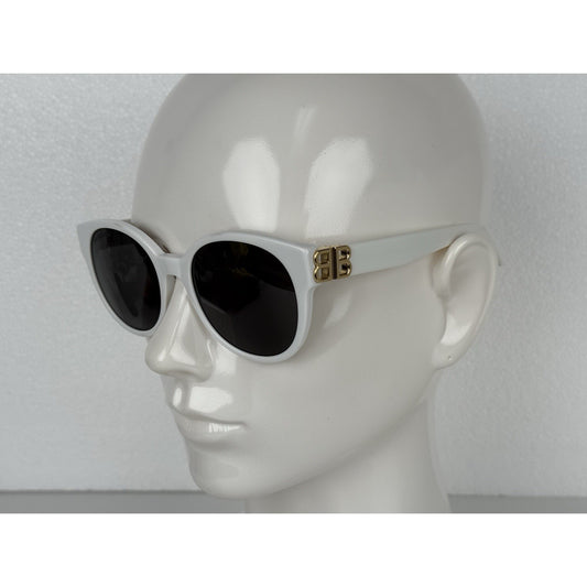 Balenciaga Sunglasses 55mm XL White Frame Gold hardware Black Lenses