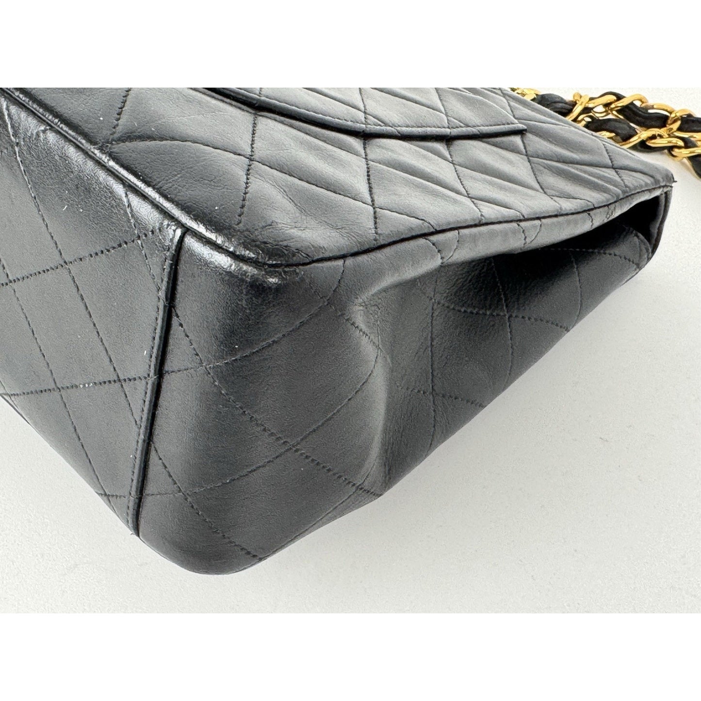 Chanel Vintage Maxi Single Flap Bag Black Lambskin Leather B-6