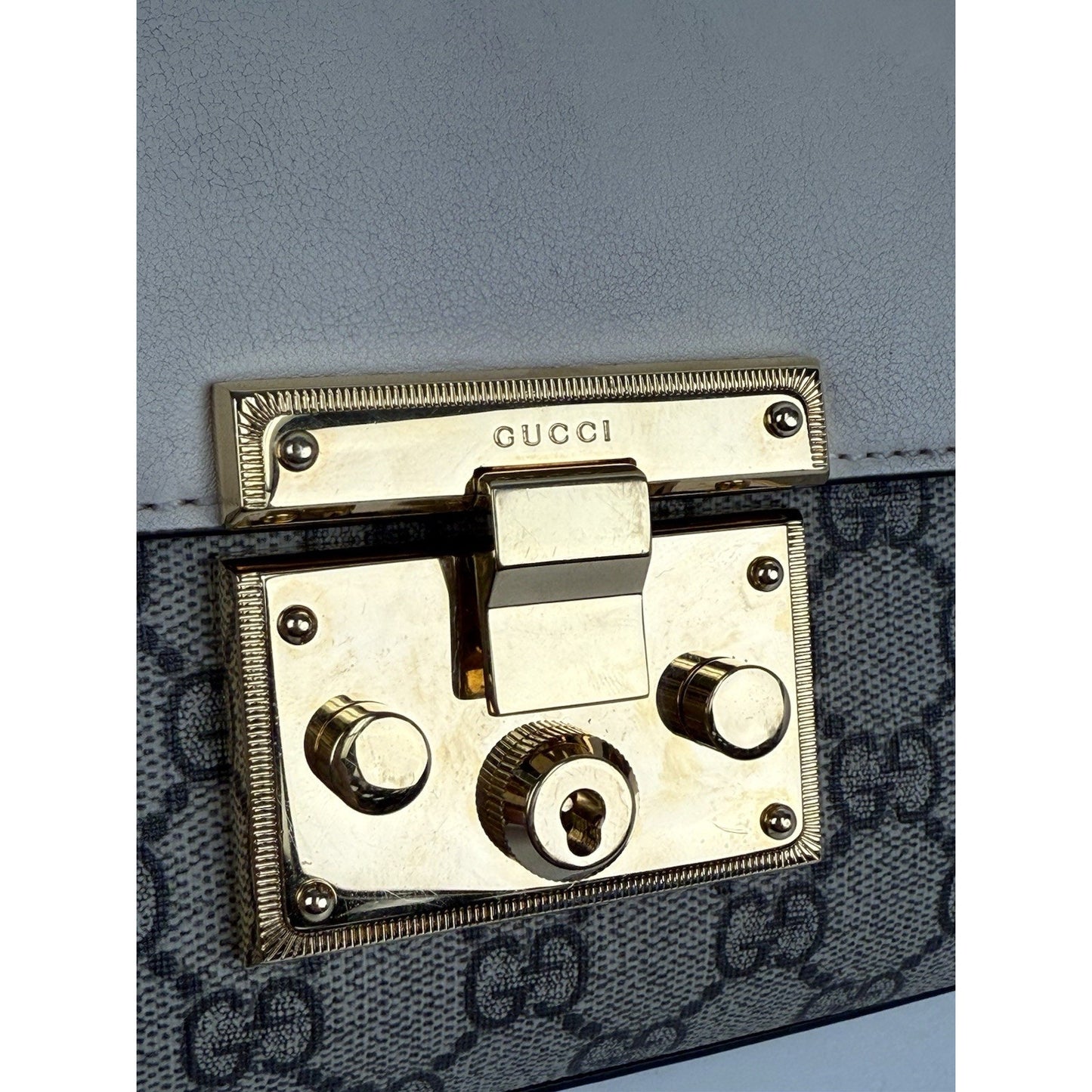 Gucci GG Supreme Monogram Small Padlock Shoulder Bag Beige with Gold Hardware