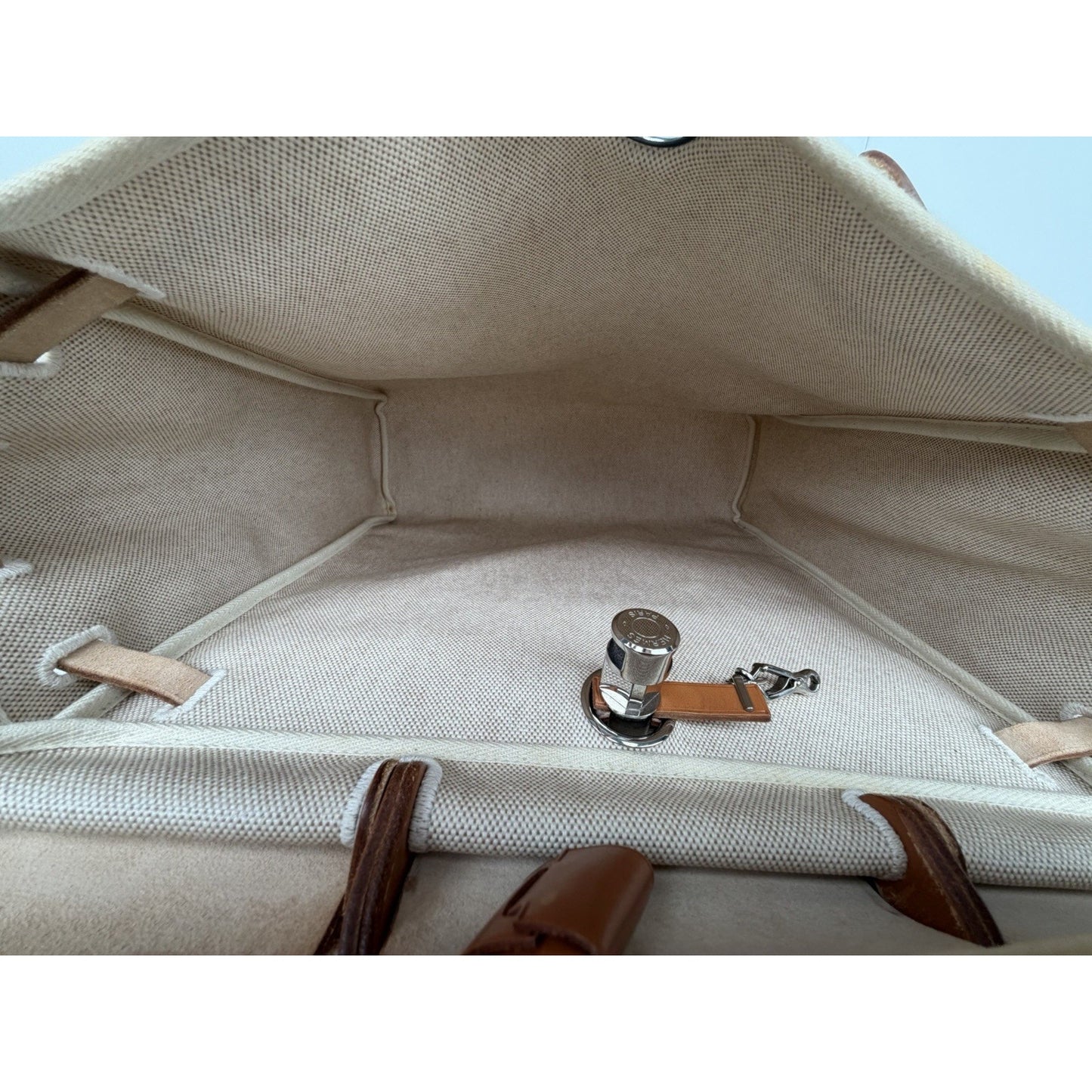 Hermes Herbag 39 (MM) in Beige and Brown Canvas and Leather 2001 C1