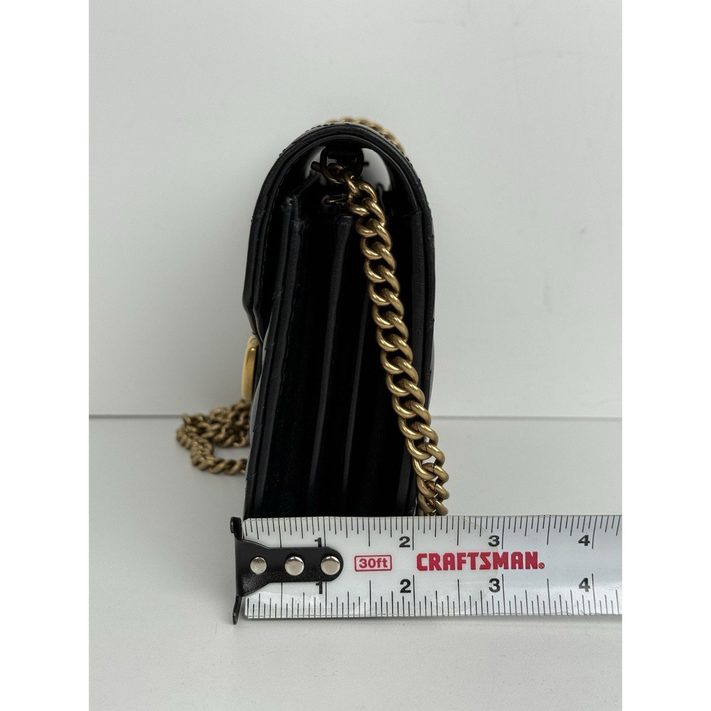 Gucci GG Marmont Black Matelassé Leather Shoulder Bag with Gold Chain