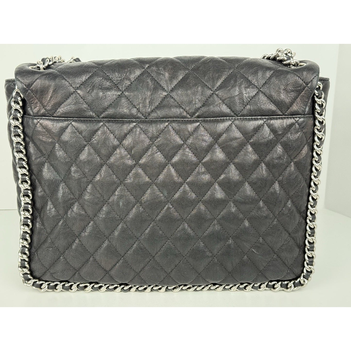 Chanel Paris-Dallas Maxi Chain Around Flap Bag Quilted Black Leather