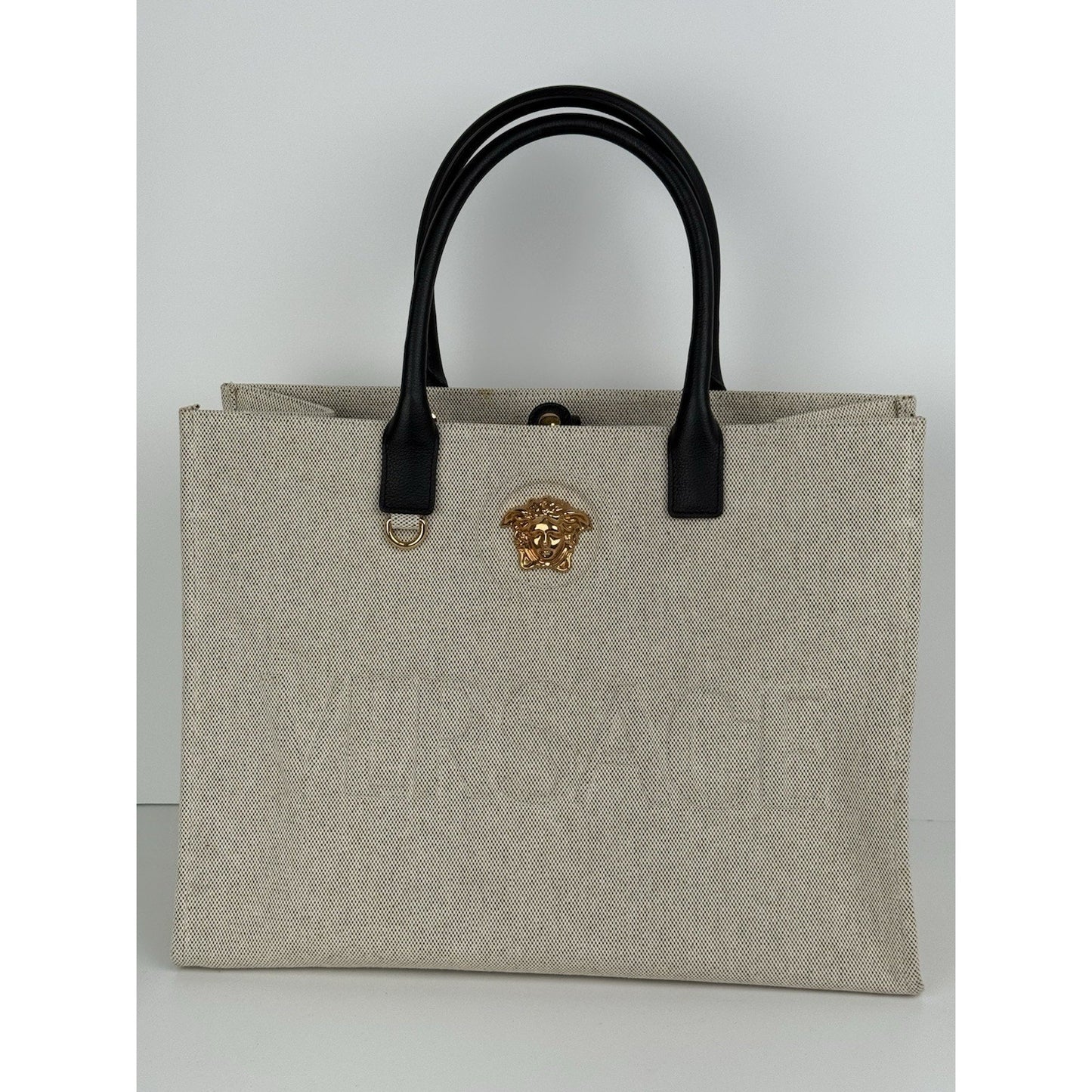 VERSACE La Medusa Beige canvas LARGE TOTE BAG