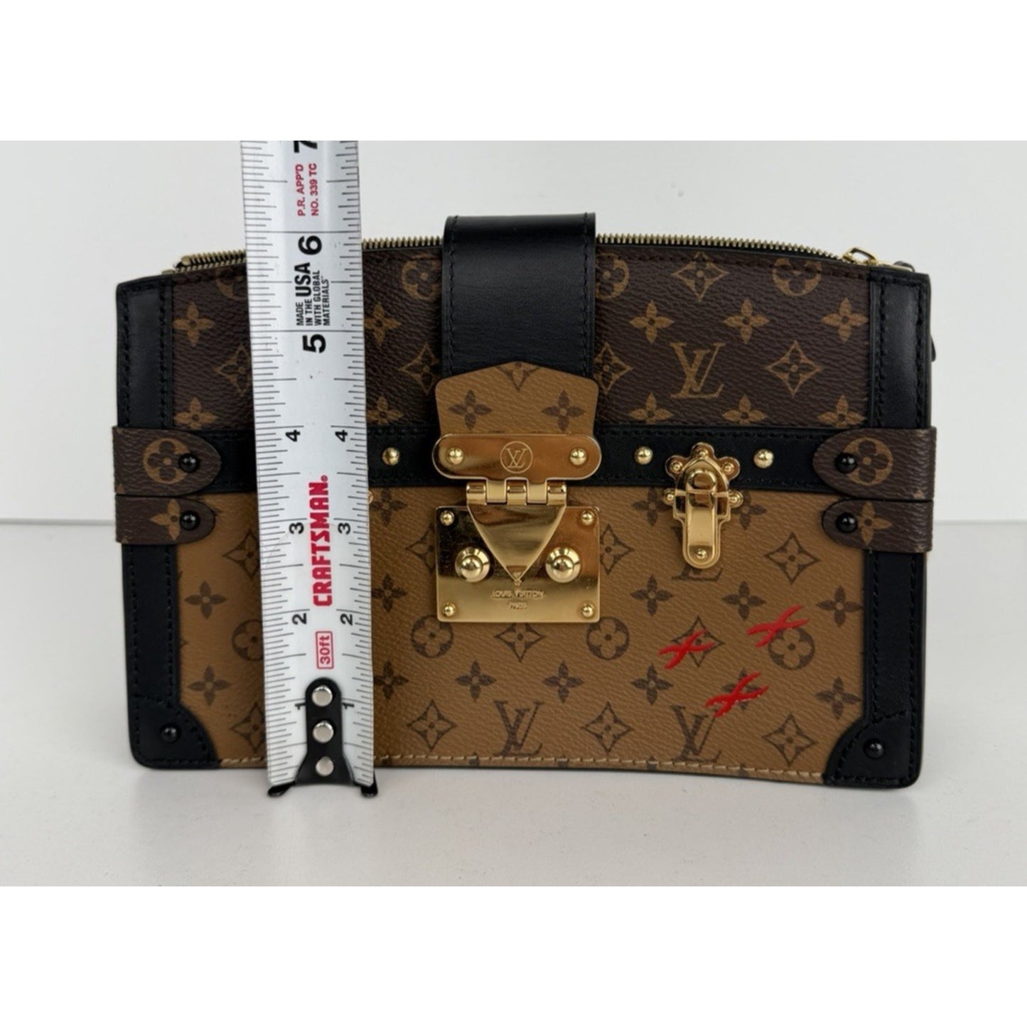 Louis Vuitton Trunk Clutch Bag in Reverse Monogram Coated Canvas NFC D2