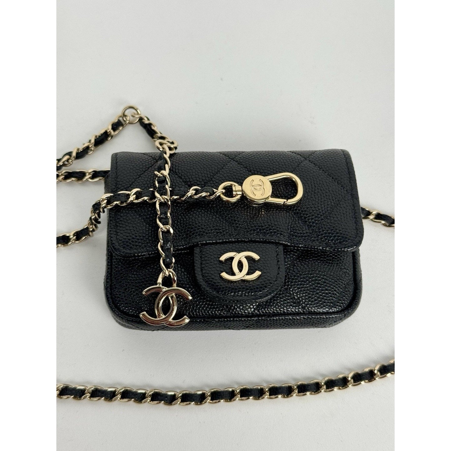 Chanel Classic Flap Chain Belt Bag Quilted Caviar Mini