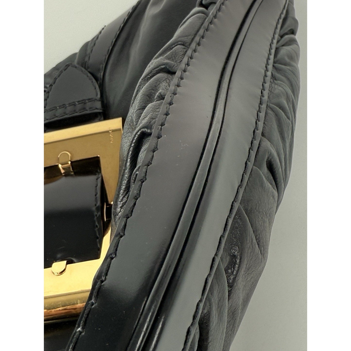 Gucci Queen Metal Bow Black Leather Hobo/Shoulder Bag