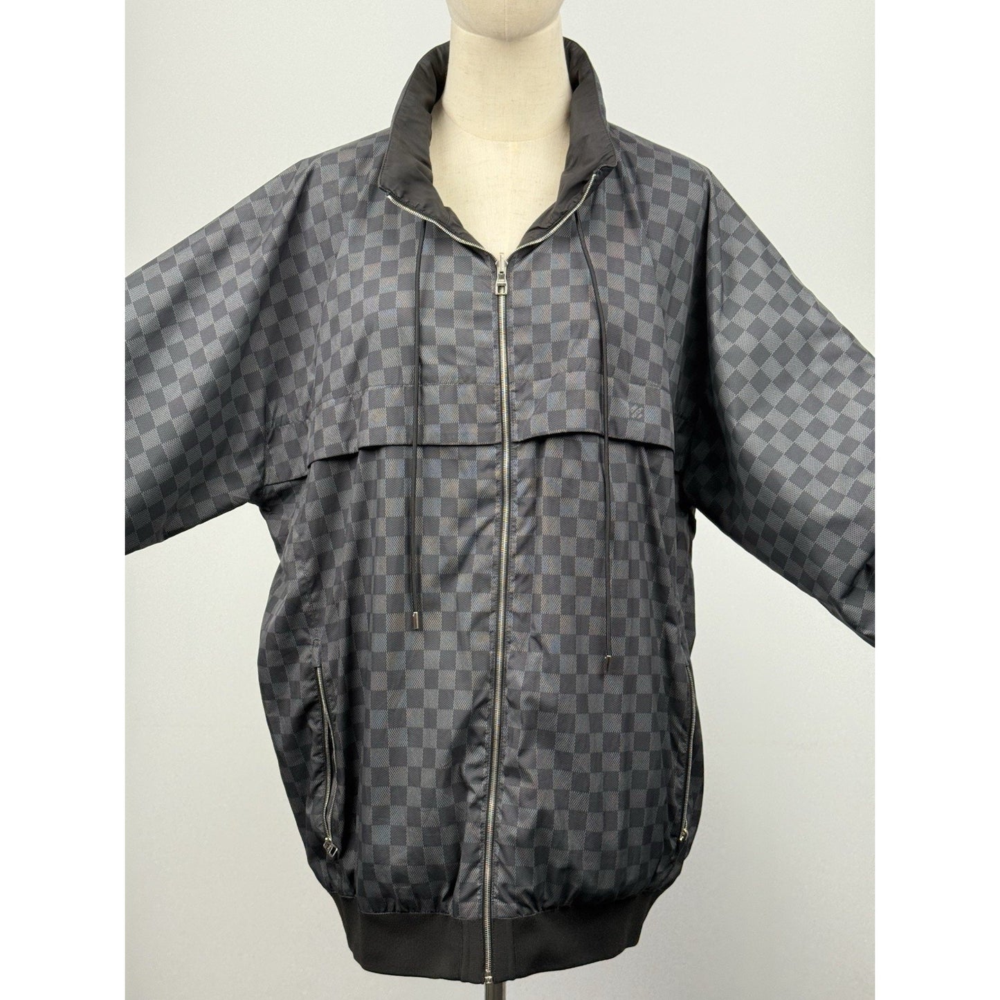 Louis Vuitton Damier Graphite Windbreaker Jacket Size XXL Silver Hardware