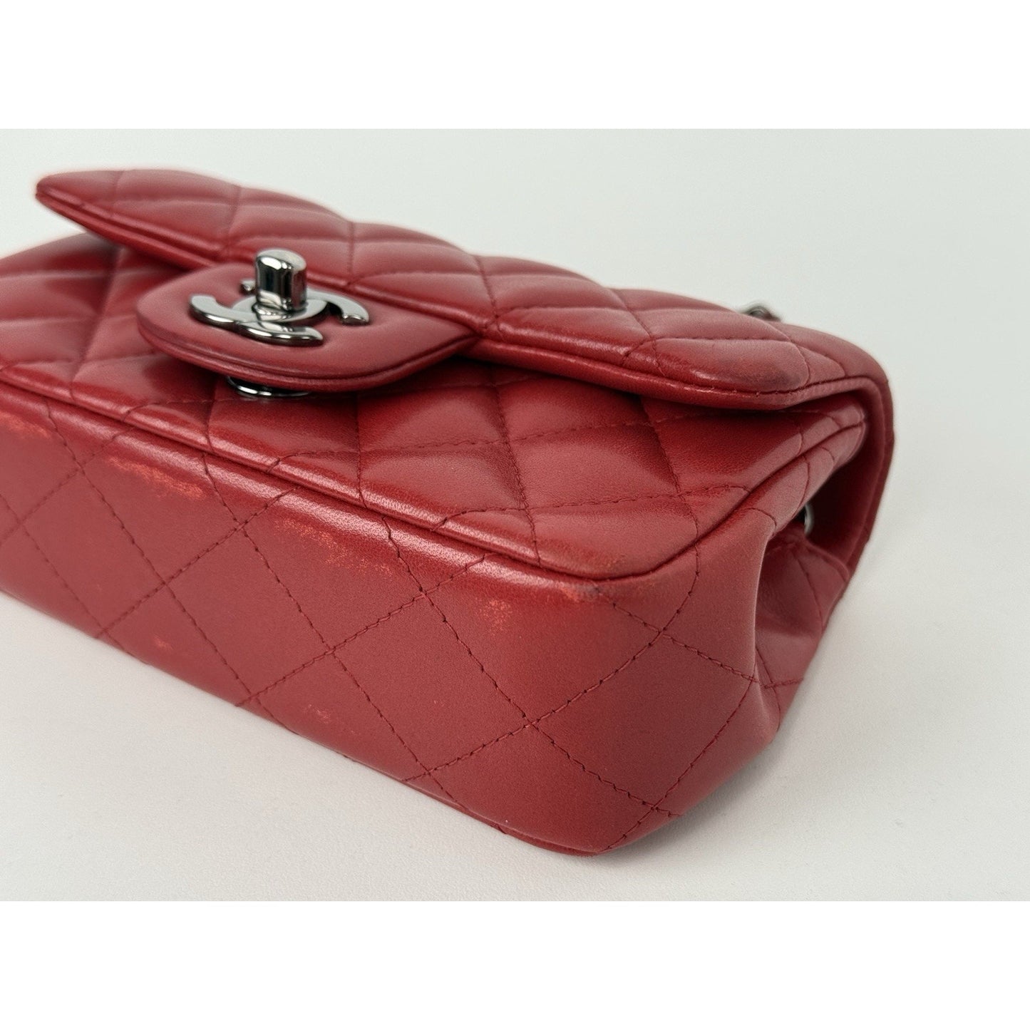 Chanel Classic Timeless Leather Crossbody Bag Red with Silver Hardware