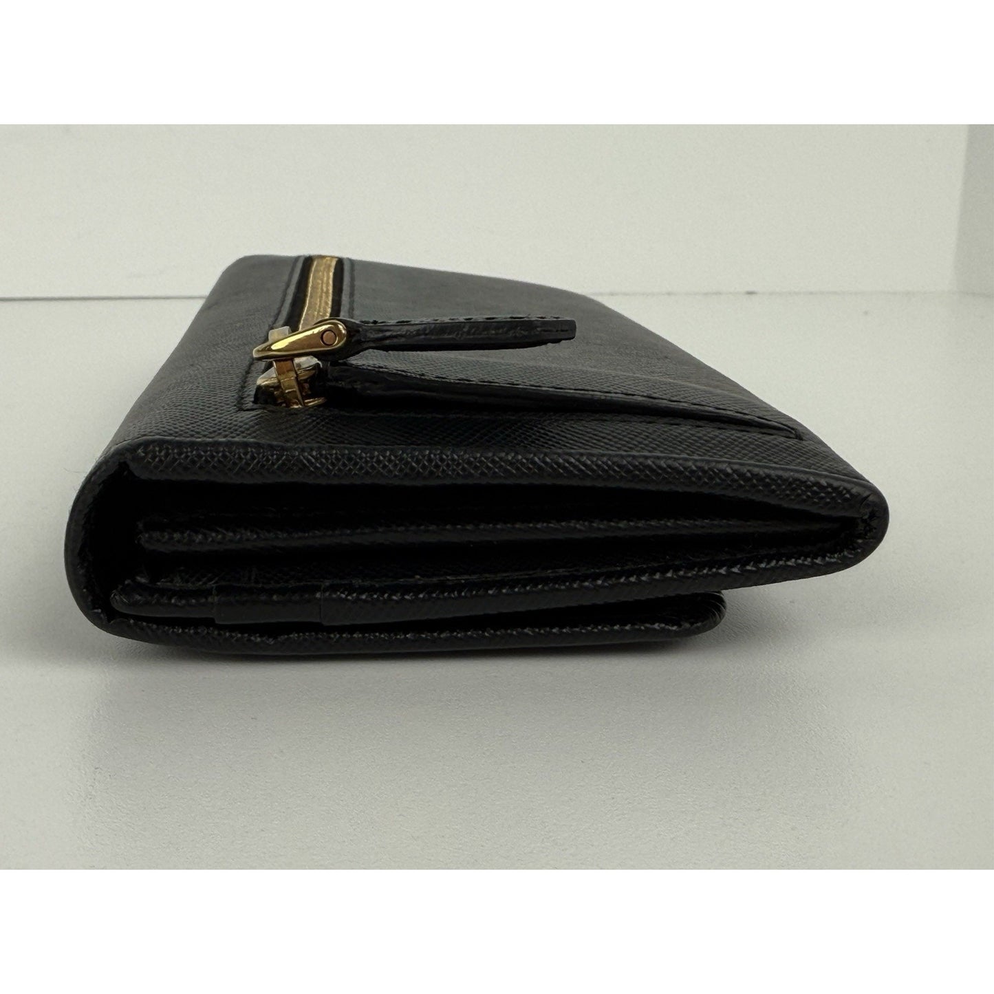 PRADA Black Leather Long Wallet