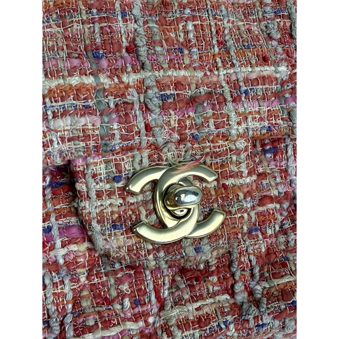 Chanel Classic Medium Multicolor Tweed Double Flap Shoulder Bag B-5