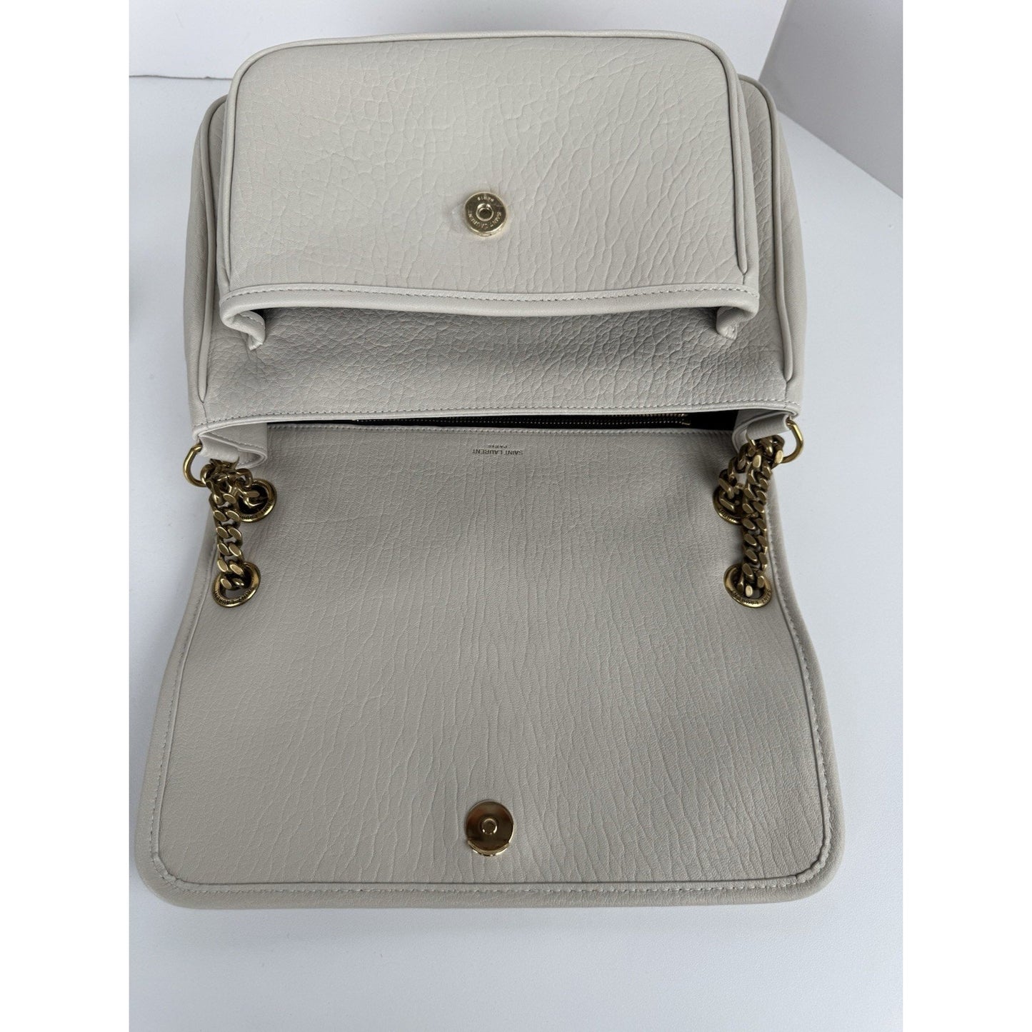 Saint Laurent Niki Medium Leather Shoulder Bag in Crema Soft