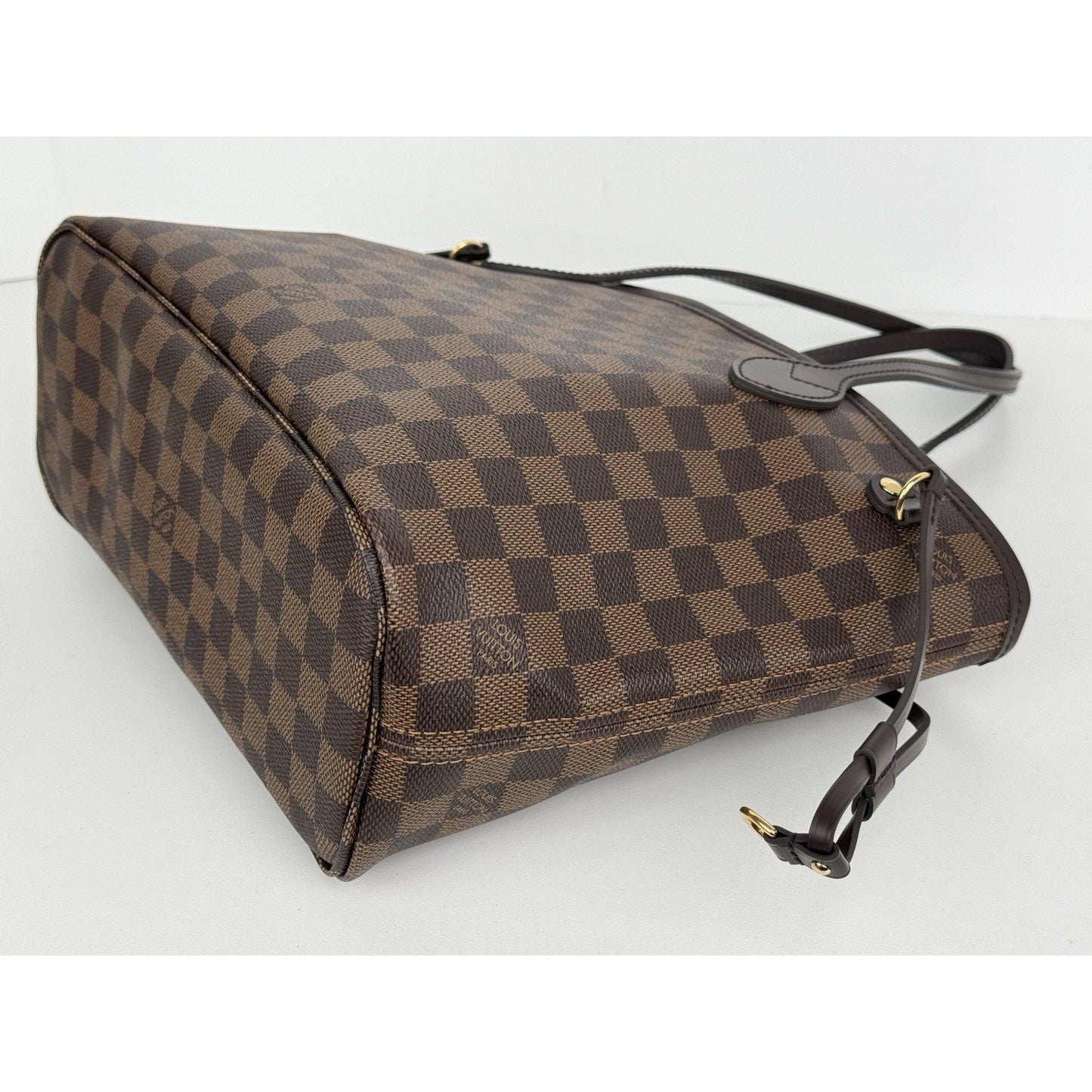 Louis Vuitton Neverfull PM Damier Ebene Canvas Tote Brown with Gold Hardware