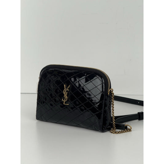 Saint Laurent Gaby Black Patent Leather Chain Strap Crossbody Women's Bag