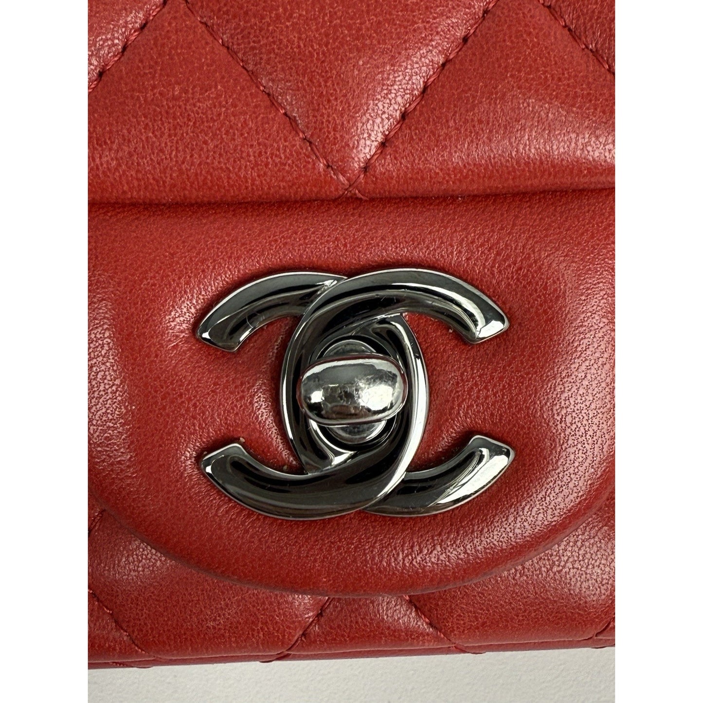 Chanel Classic Timeless Leather Crossbody Bag Red with Silver Hardware