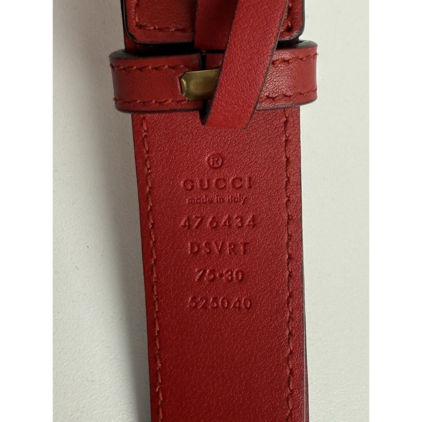 Gucci Marmont Red Leather Interlocking G Oval Belt Bag 75/30
