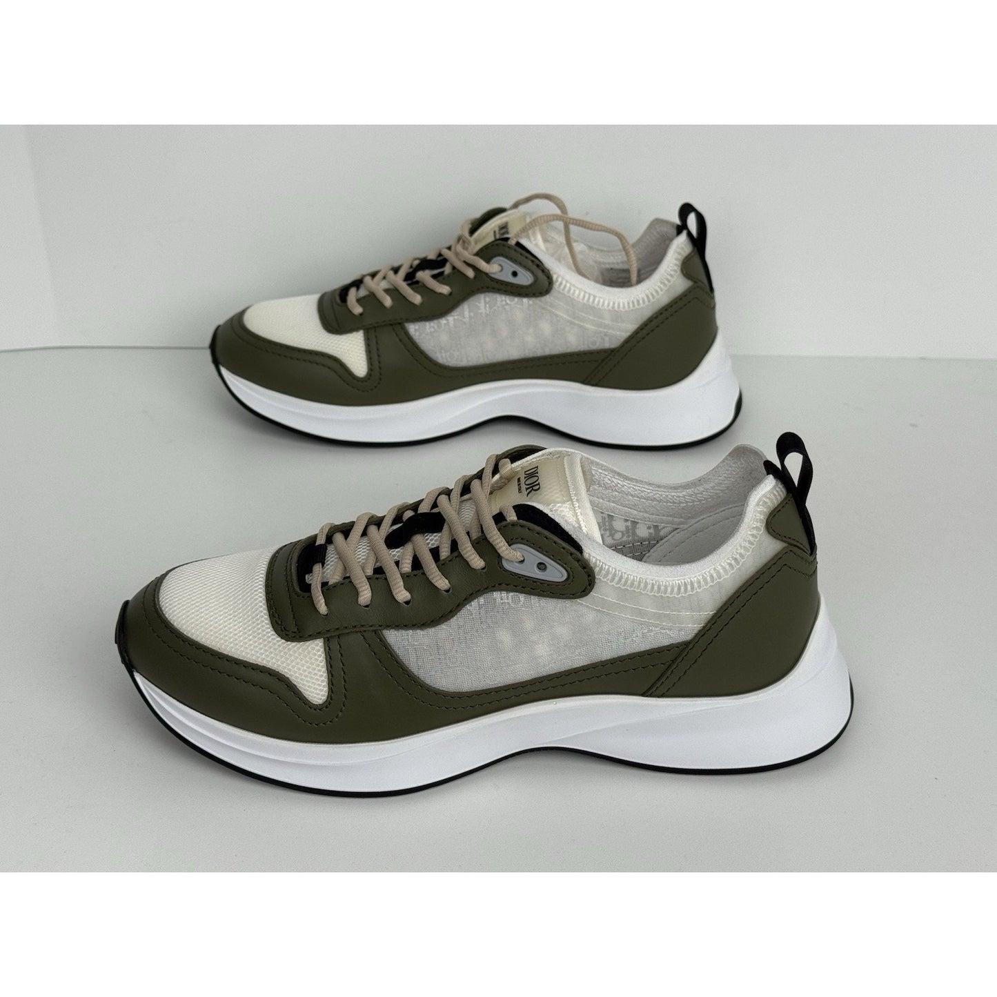 Dior Men’s Sneakers with Green Leather Accents, Size 42