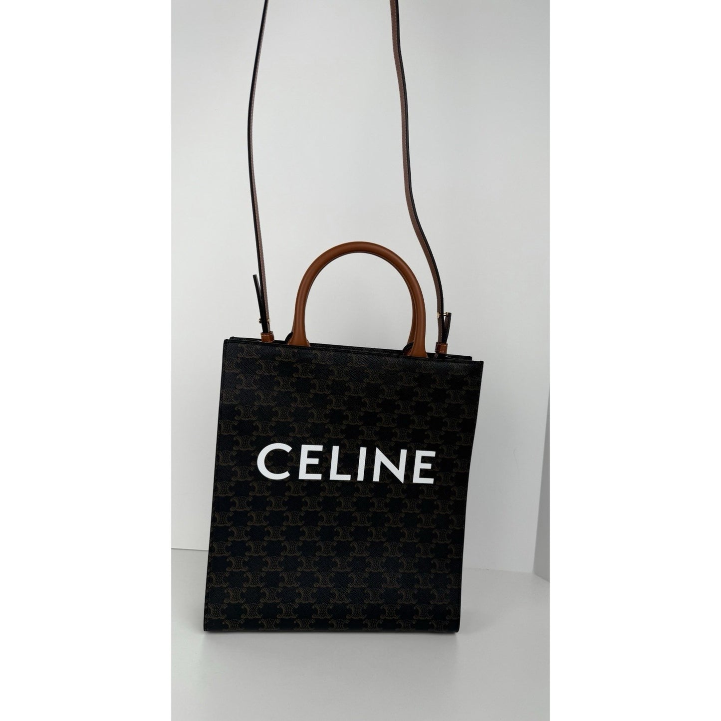 Celine Vertical Cabas Tote Triomphe Coated Canvas