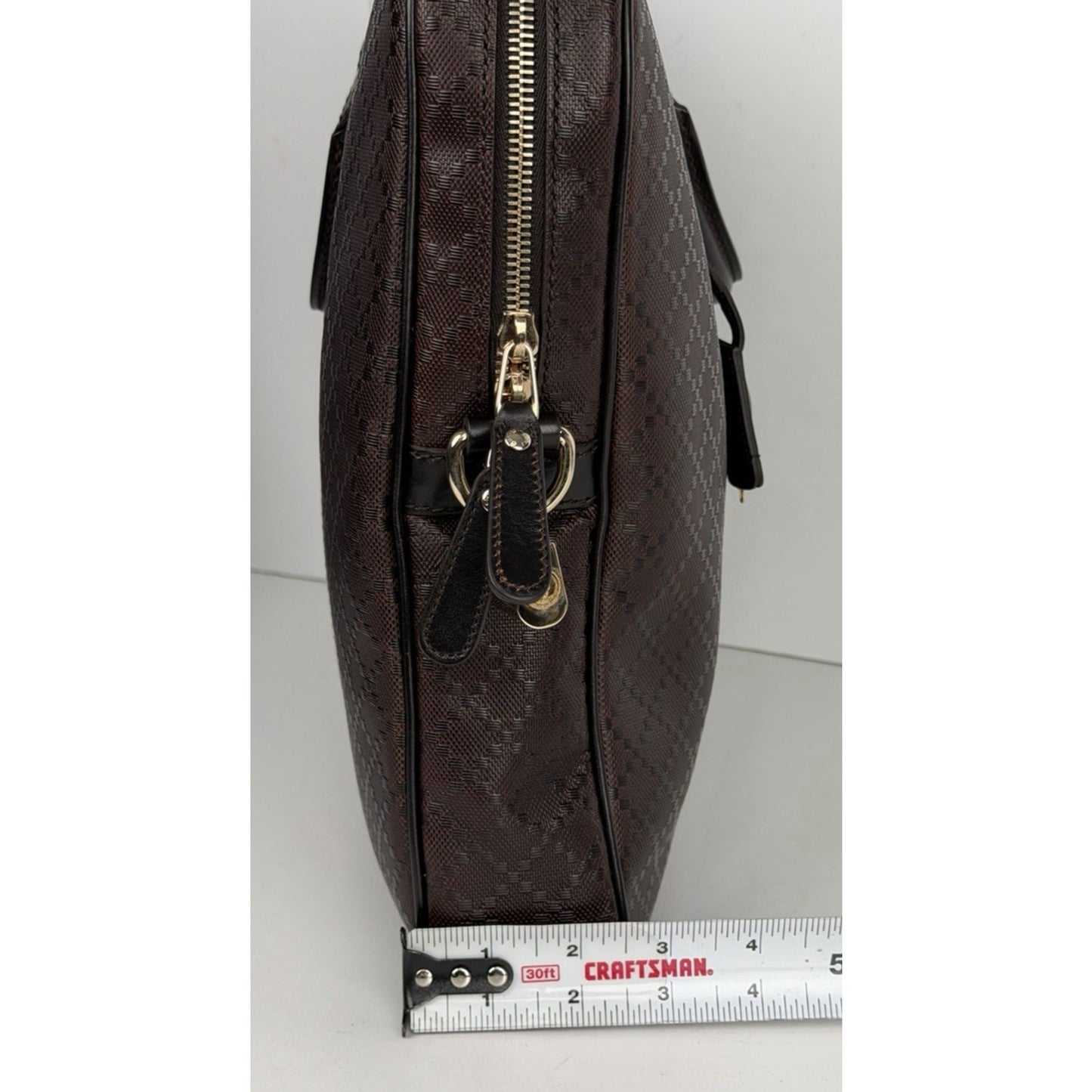 GUCCI Guccissima GG Unisex Brown Leather Briefcase Large S