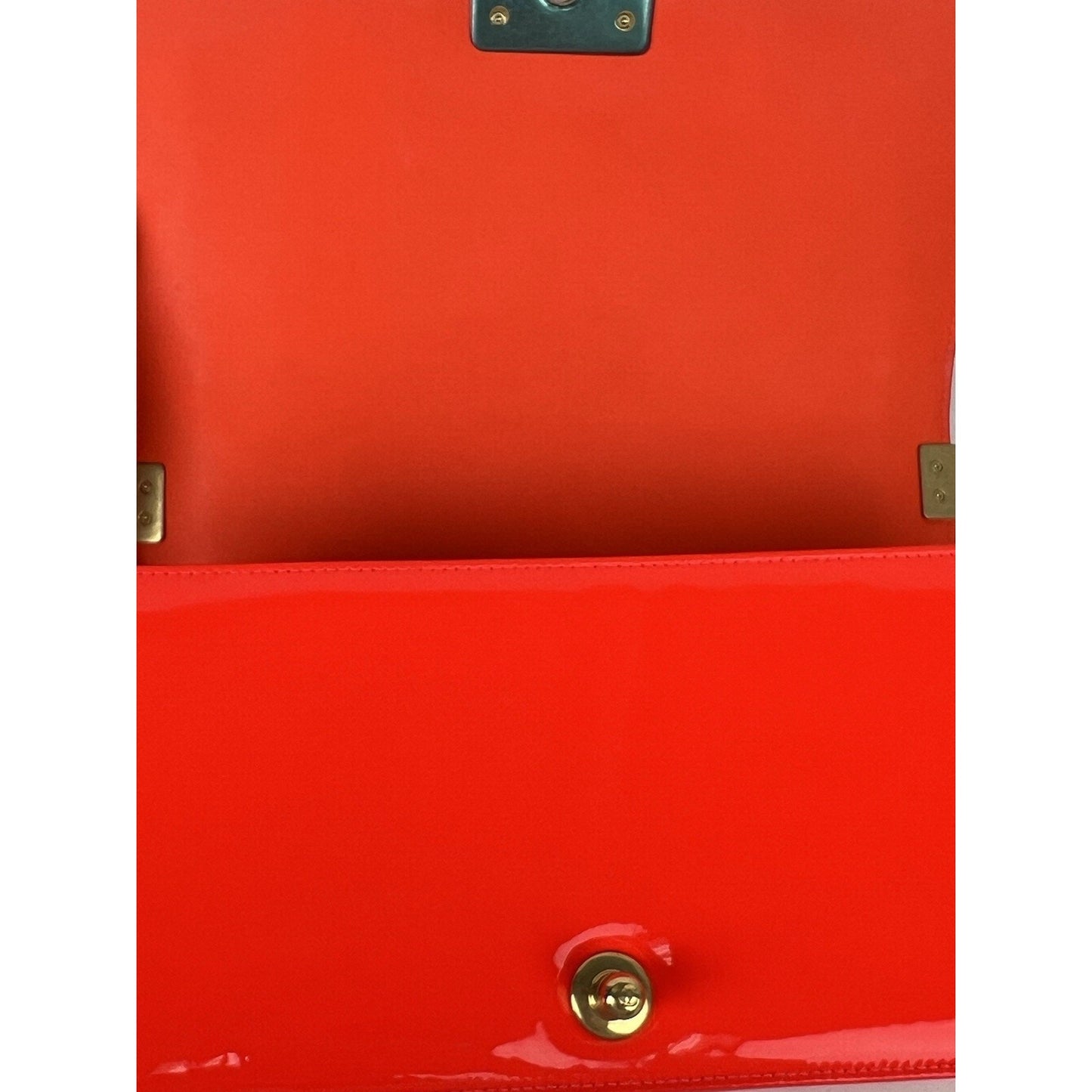 CHANEL Patent Quilted Medium Boy Flap Orange Shoulder Bag (2015-2016)