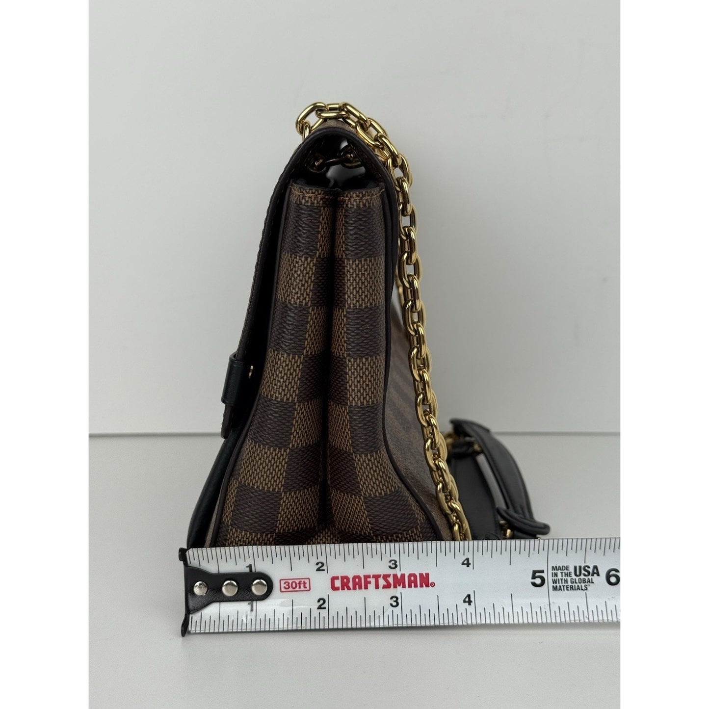 Louis Vuitton Vavin Damier Ebene Chain Strap Shoulder Bag in Brown Coated Canvas