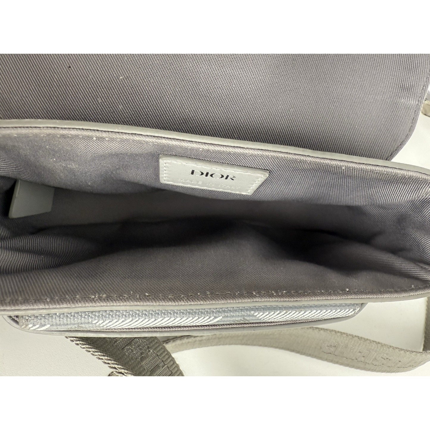 Christian Dior Hit the Road Flap Crossbody Bag CD Diamond Coated Gray Canvas