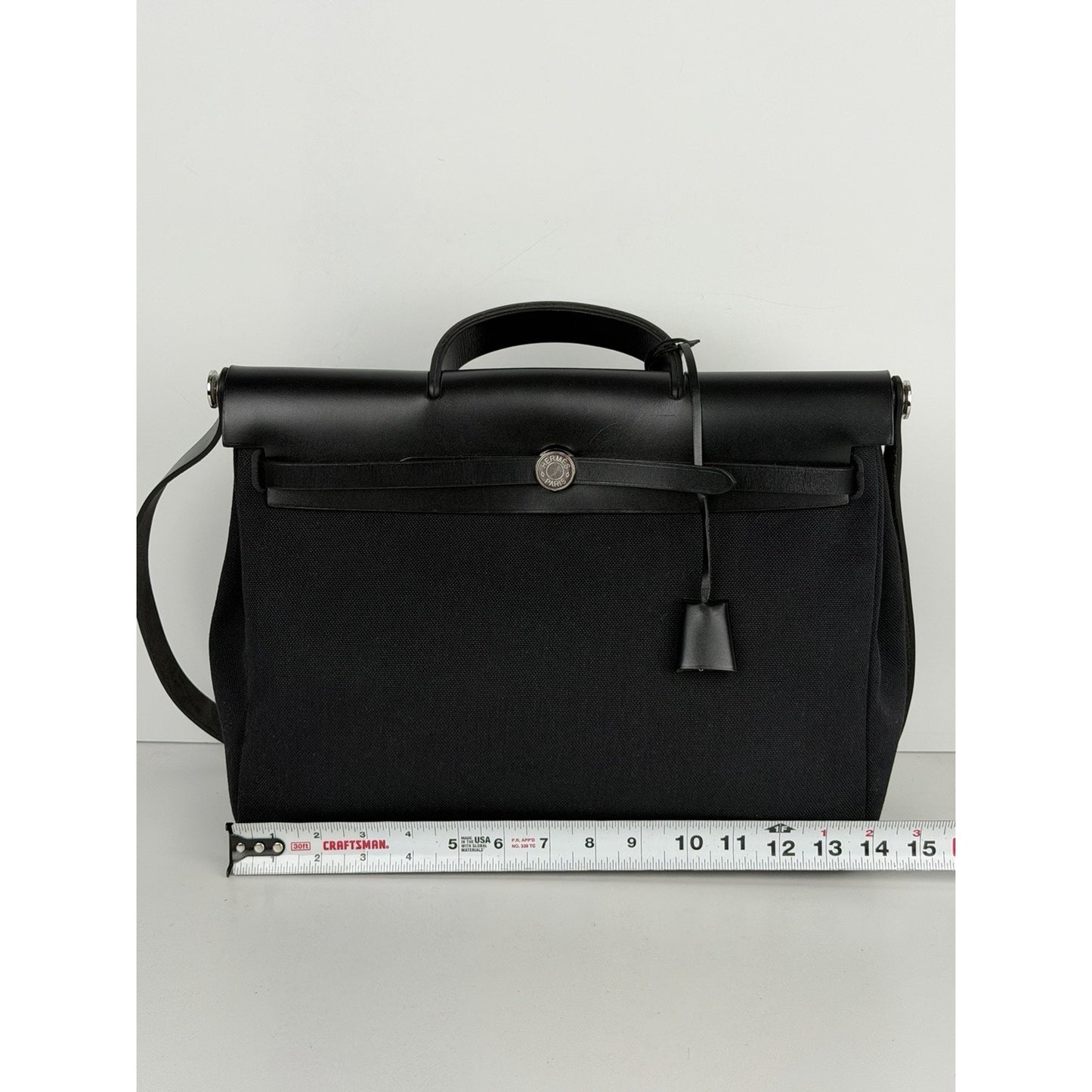 Hermes Herbag Messenger 39 Bag in Black Canvas Silver Hardware 2023 E-4