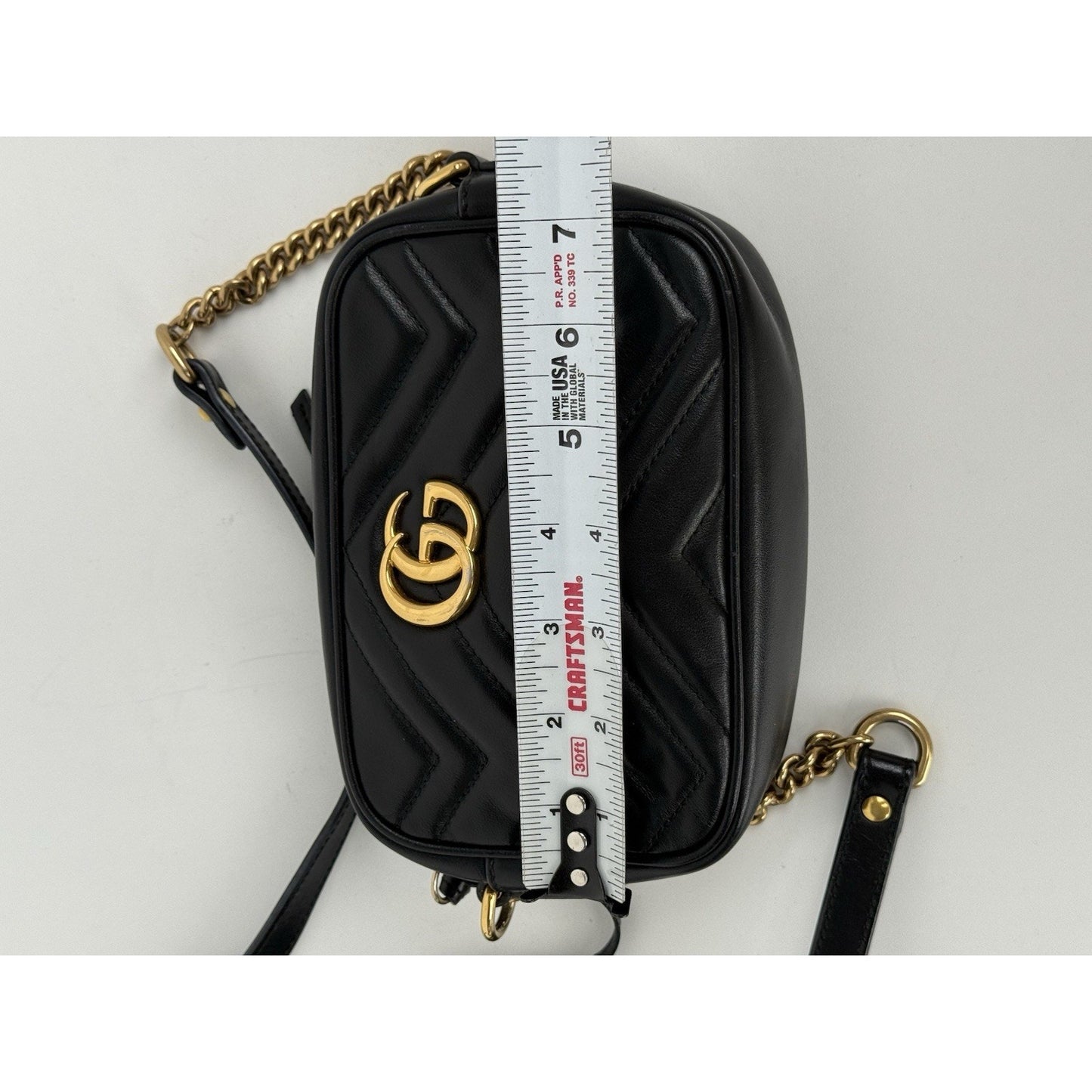 Gucci Marmont GG Black Leather Small Camera Women's Crossbody Bag