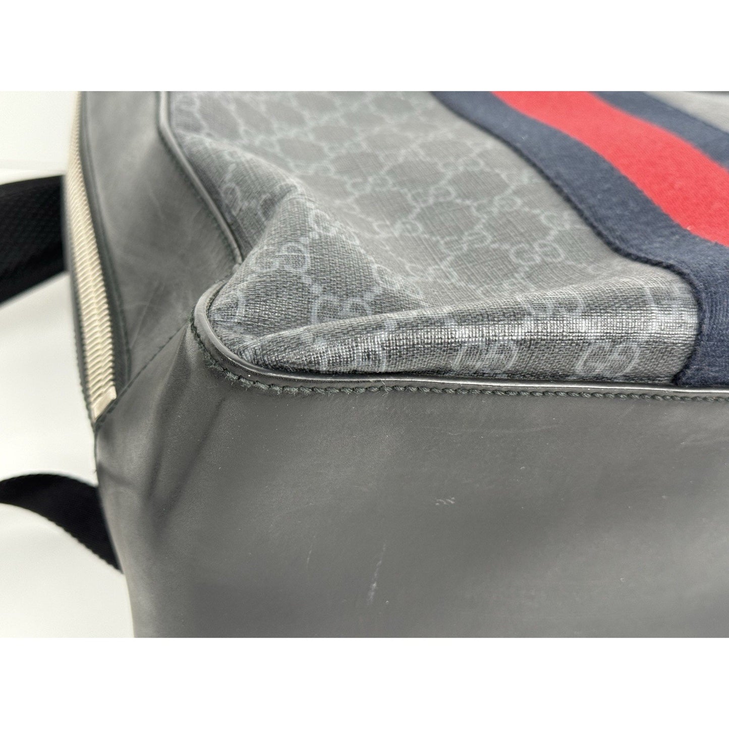 Gucci GG Supreme Black/Grey Coated Canvas Vintage Web Backpack