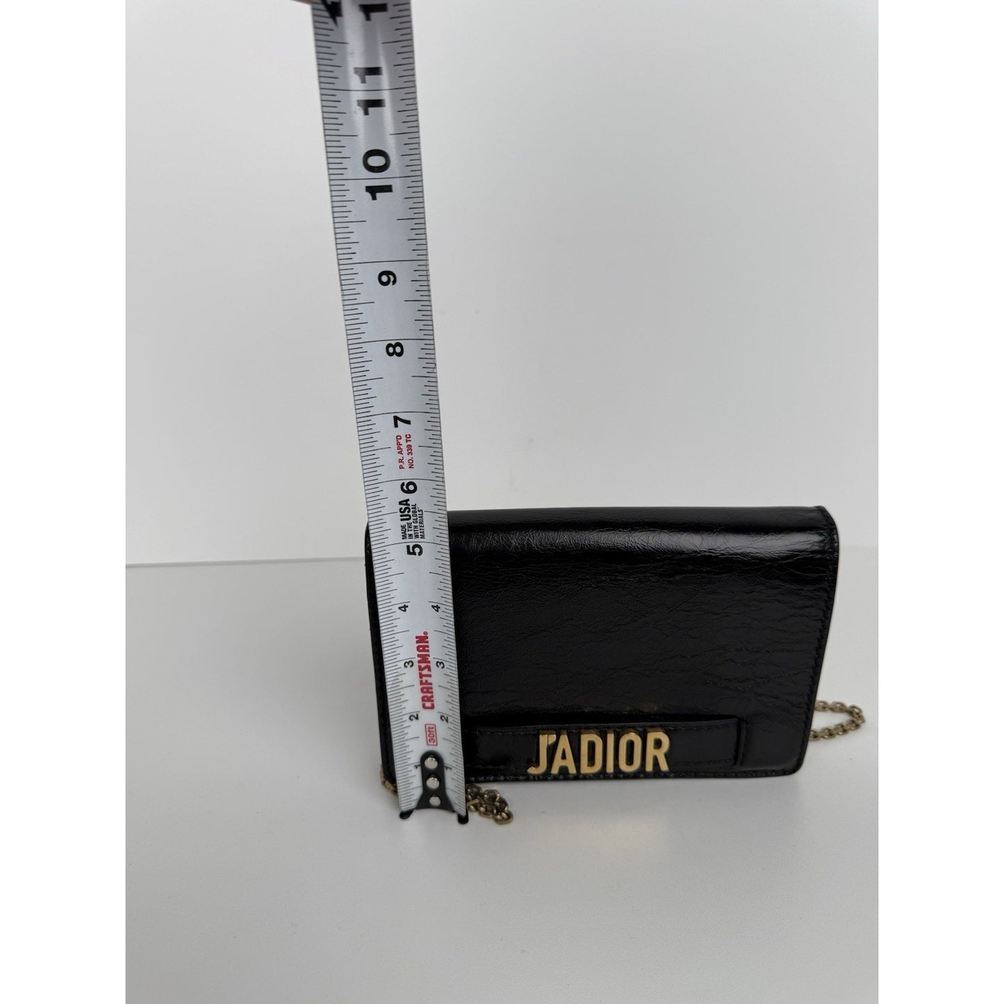 Christian Dior Black Calfskin Leather J'ADIOR Wallet on Chain Clutch Bag