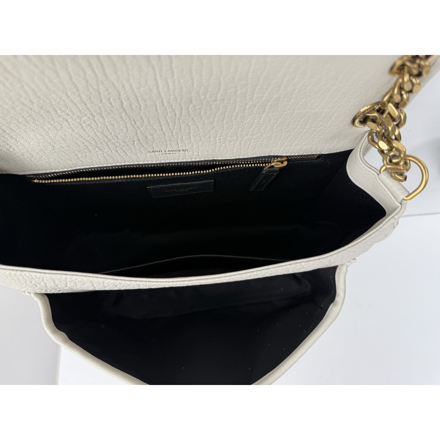 Saint Laurent Niki Medium Leather Shoulder Bag in Crema Soft