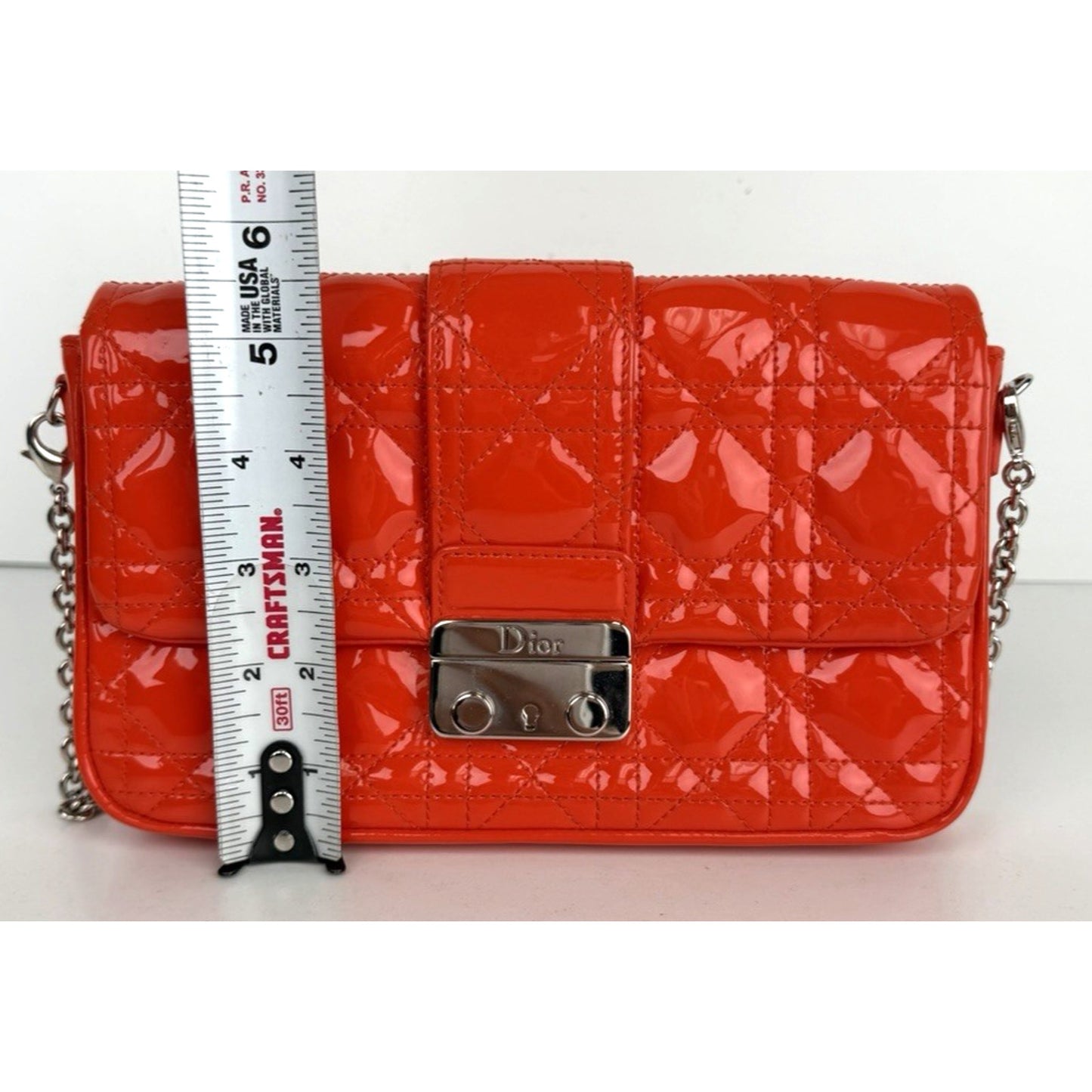 Christian Dior Miss Dior Cannage Patent Leather Wallet on Chain Red S11