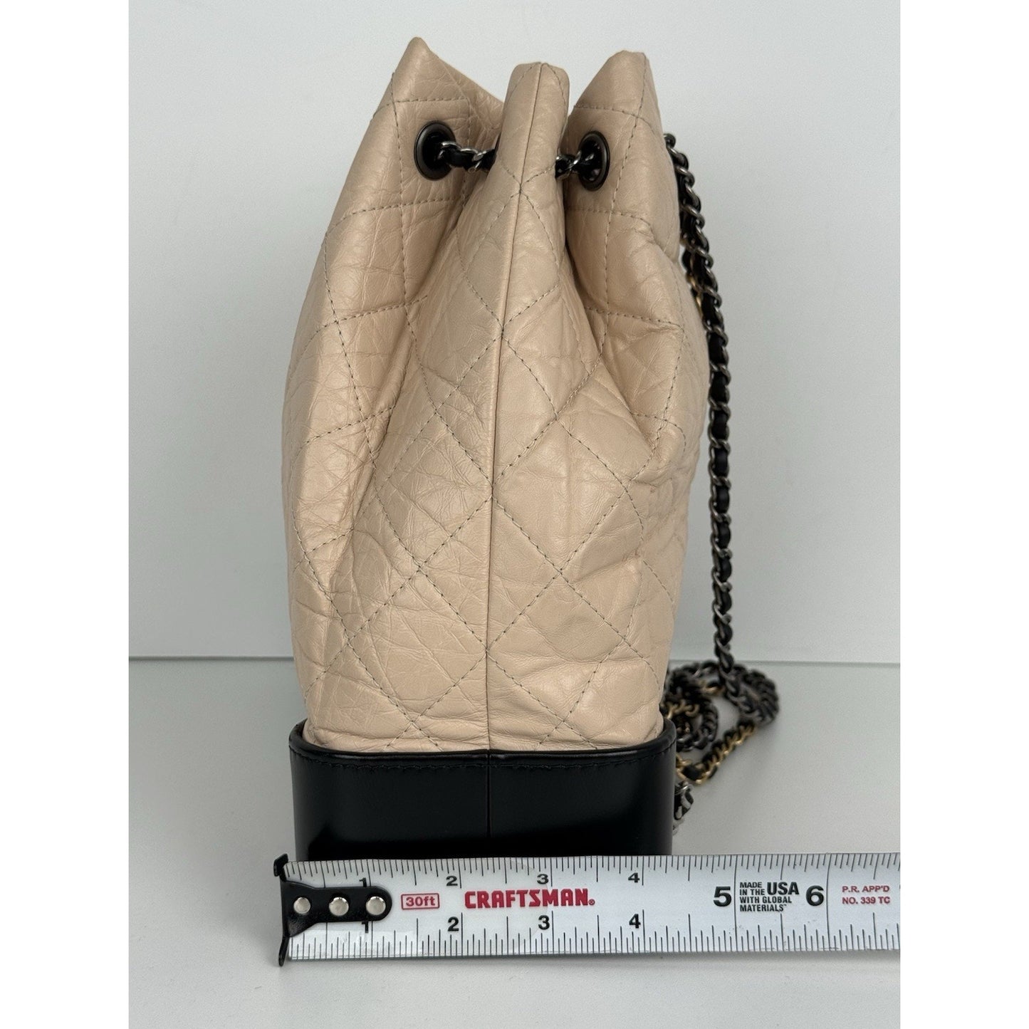 Chanel Gabrielle Small Backpack Aged Calfskin Beige and Black B-7