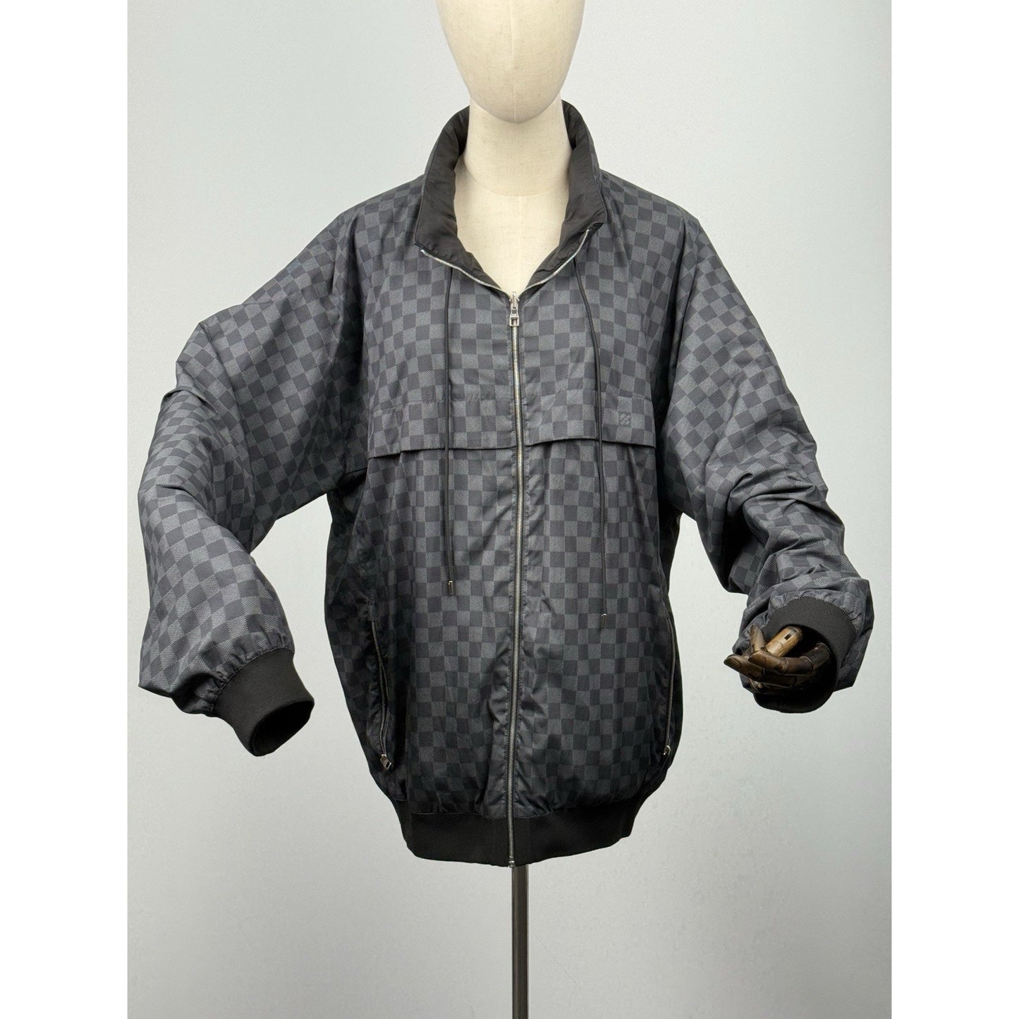 Louis Vuitton Damier Graphite Windbreaker Jacket Size XXL Silver Hardware