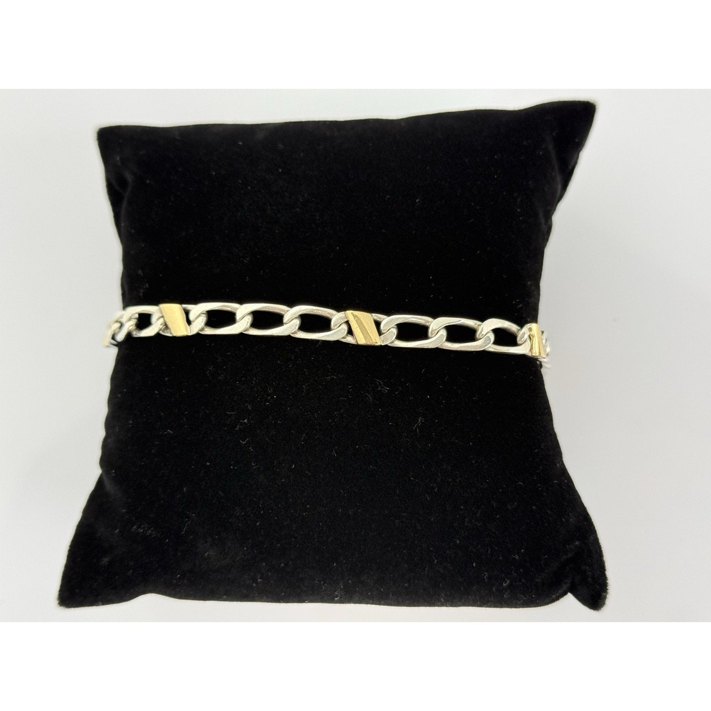 Tiffany & Co. Two Tone 18K Yellow Gold & Sterling Silver Cuban Link Bracelet 7.5