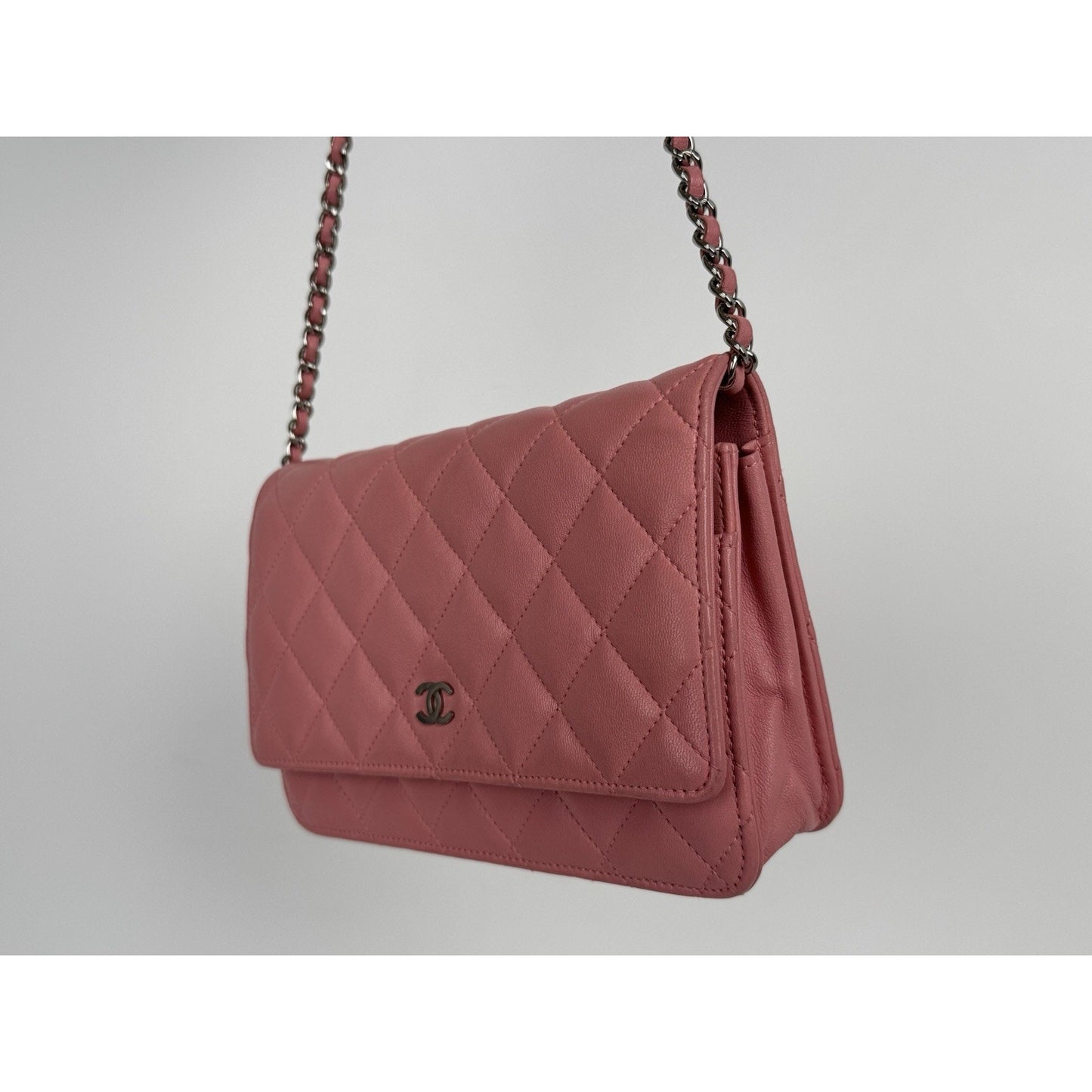 Chanel Wallet On Chain Pink Quilted Leather B-6