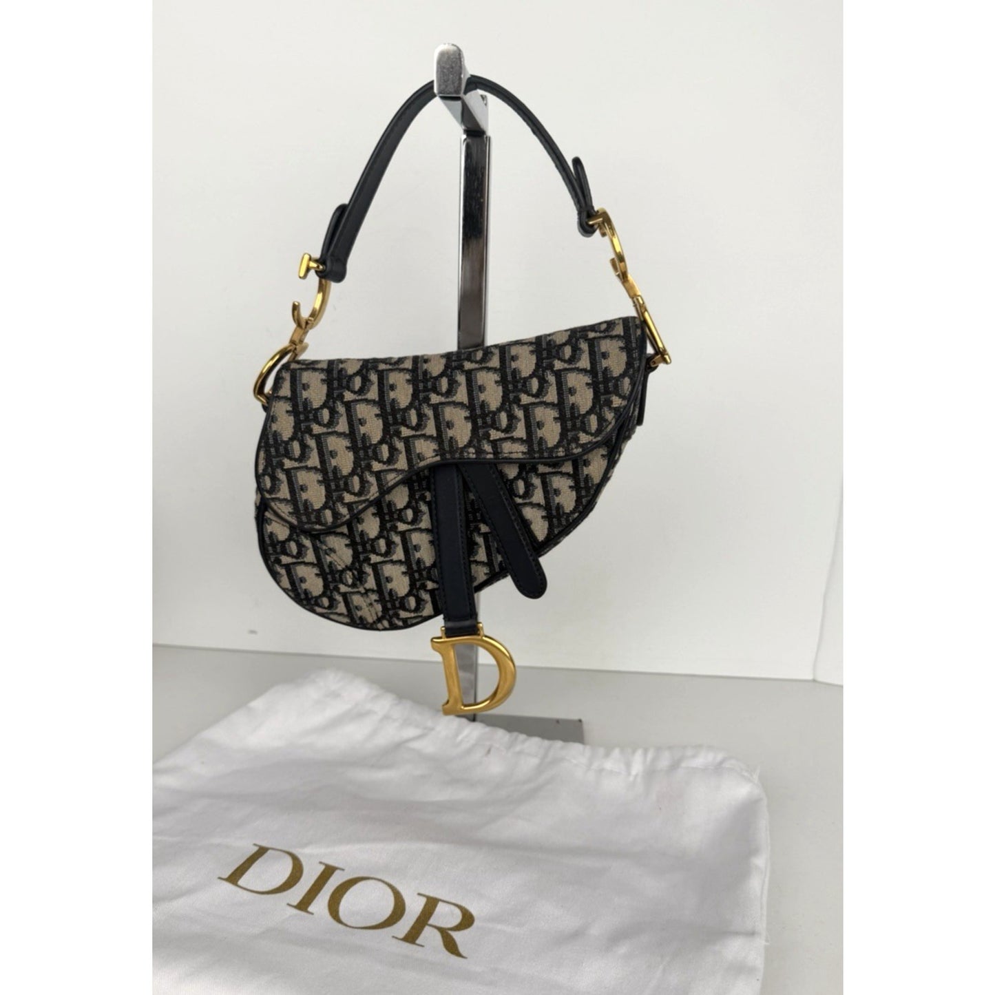 Dior Saddle Bag Mini in Blue Oblique Jacquard Canvas Gold-Tone Hardware 2019 E-8