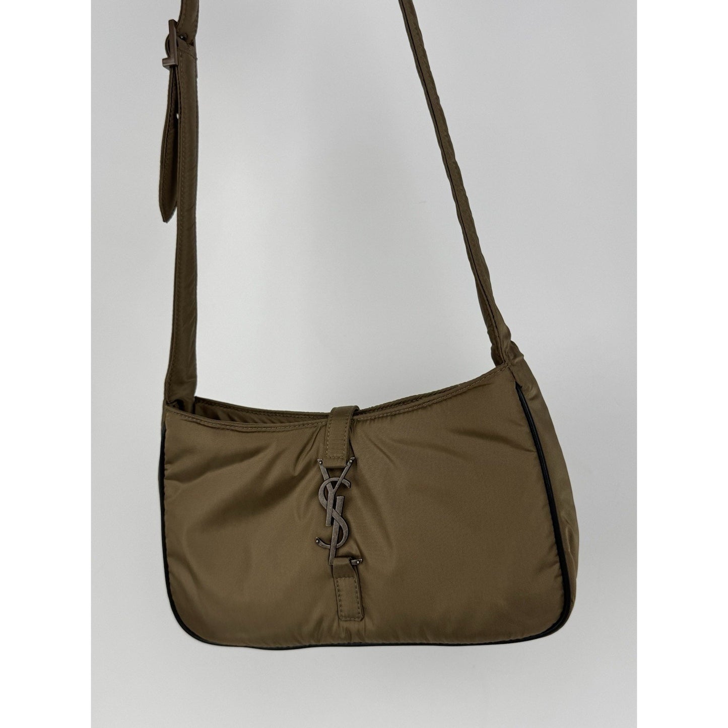 Saint Laurent Le 5 À 7 Hobo Bag Green Econyl Nylon with Bronze Hardware C-6