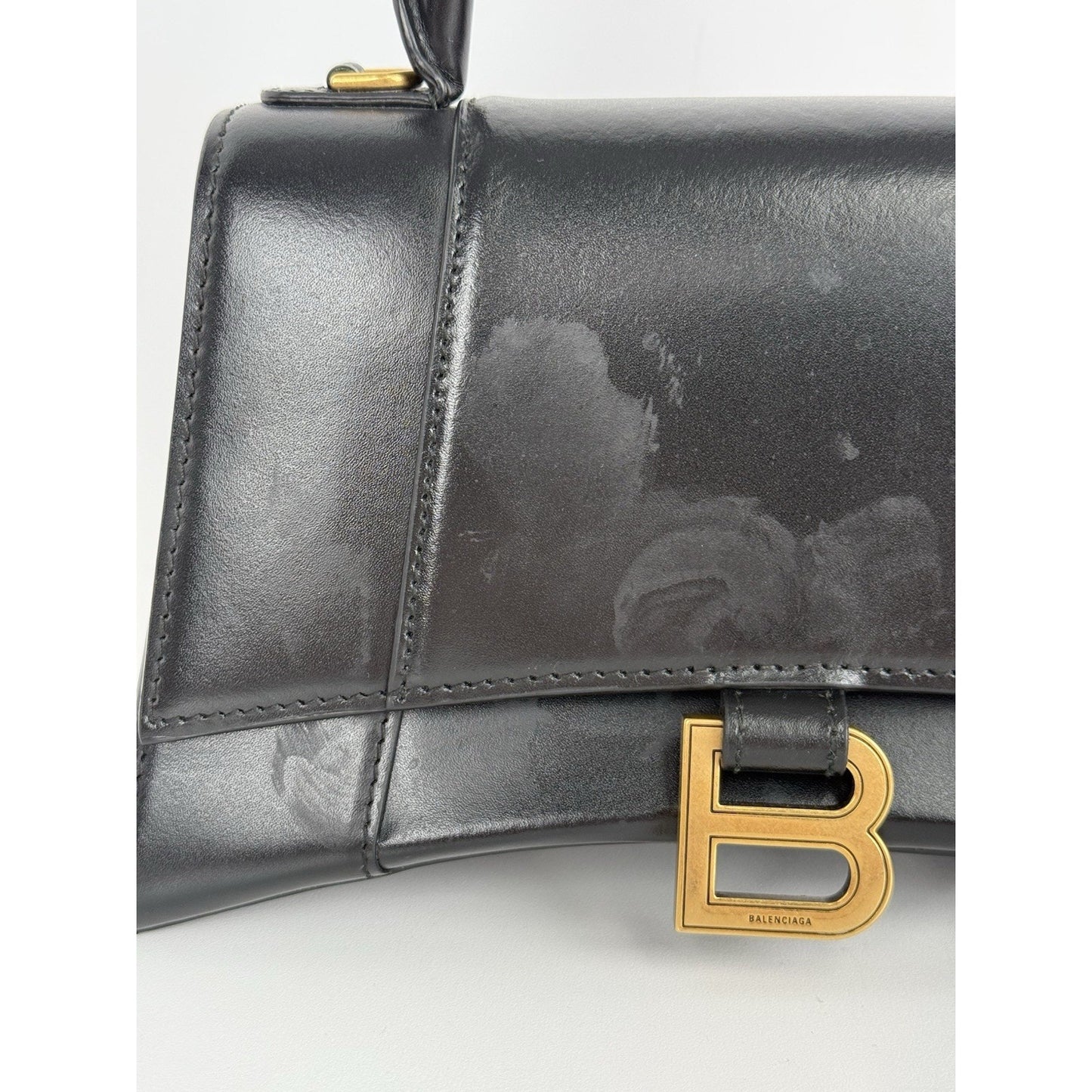 Balenciaga Hourglass Black Leather Top Handle Women's Bag