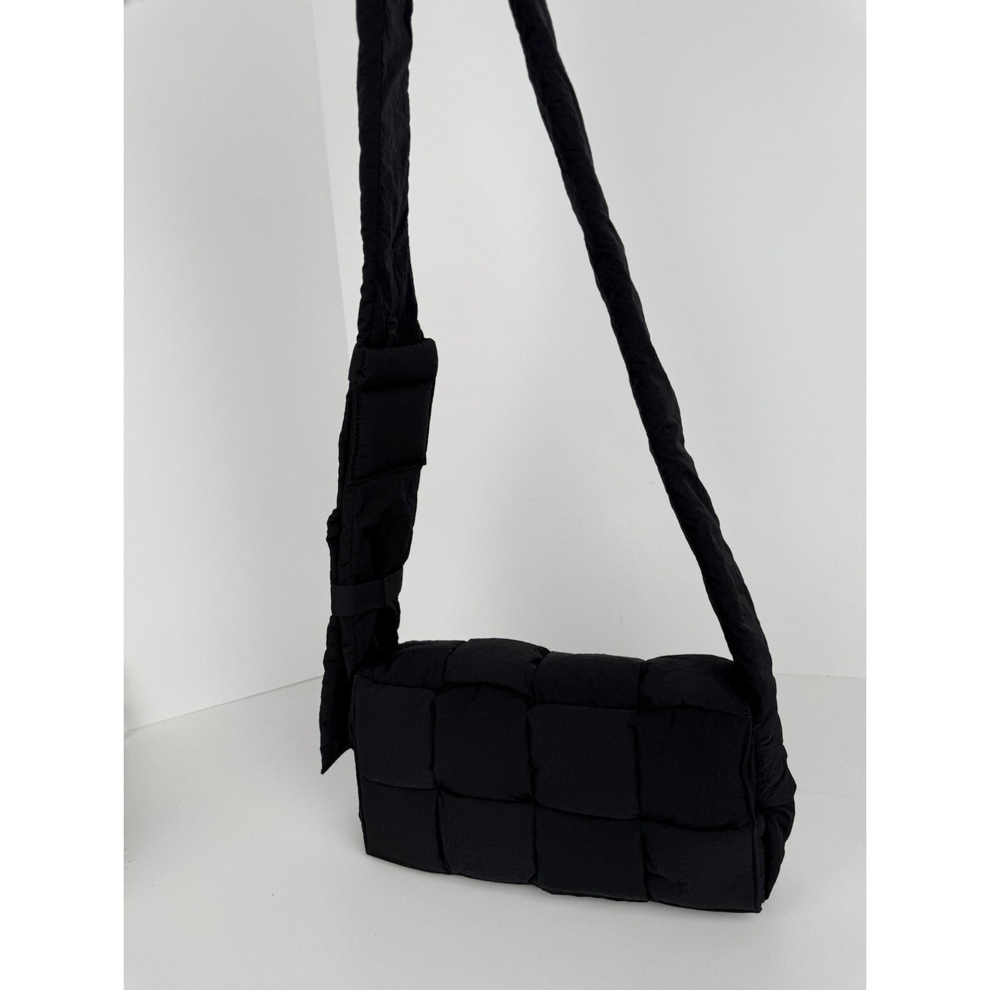 BOTTEGA VENETA Maxi Padded Tech Cassette Shoulder Bag Black Nylon Shoulder Bag