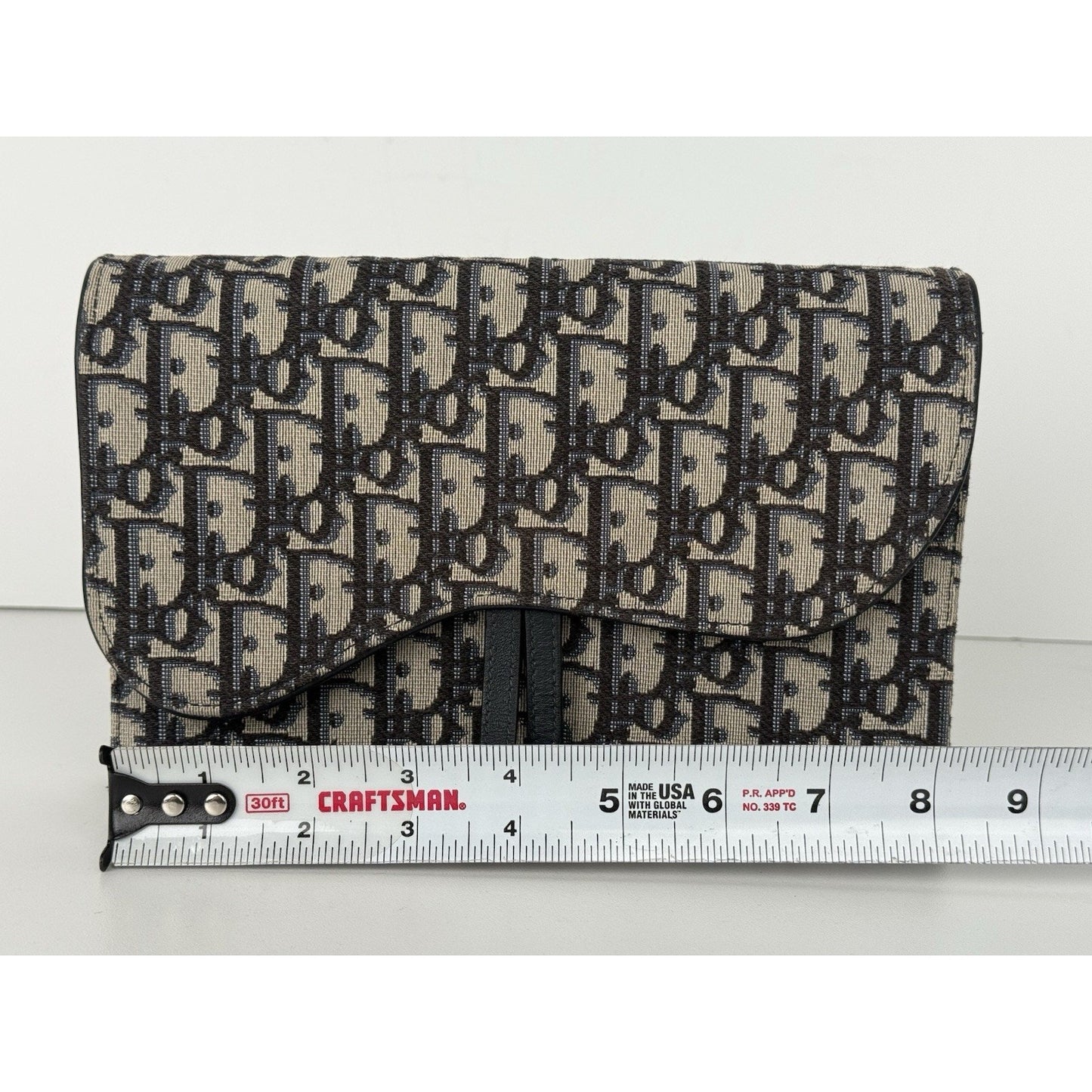Blue Dior Oblique Jacquard Medium Saddle Pouch with Chain
