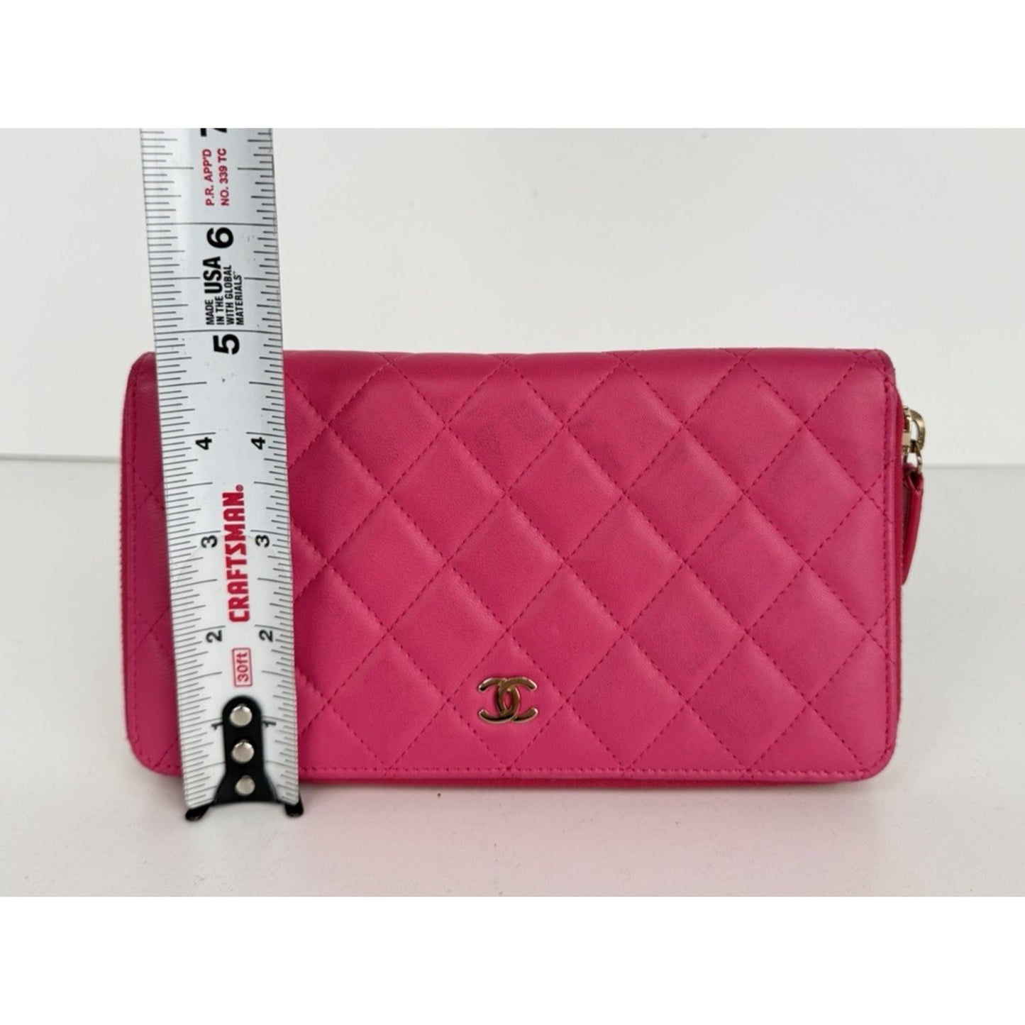 Chanel Quilted Leather Wallet in Raspberry Pink CC Logo 2016 K3