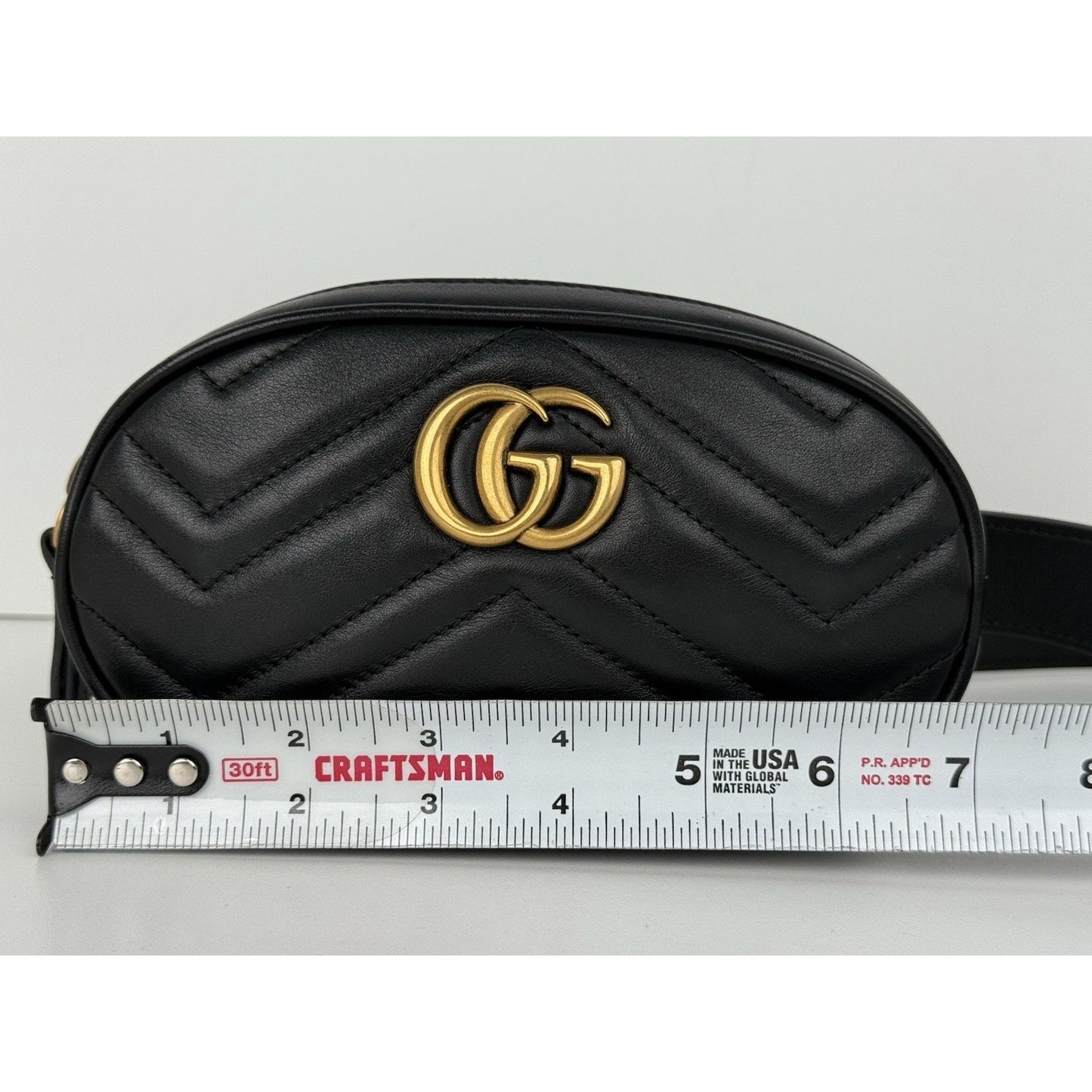 Gucci GG Marmont Black Matelasse Leather Belt Bag
