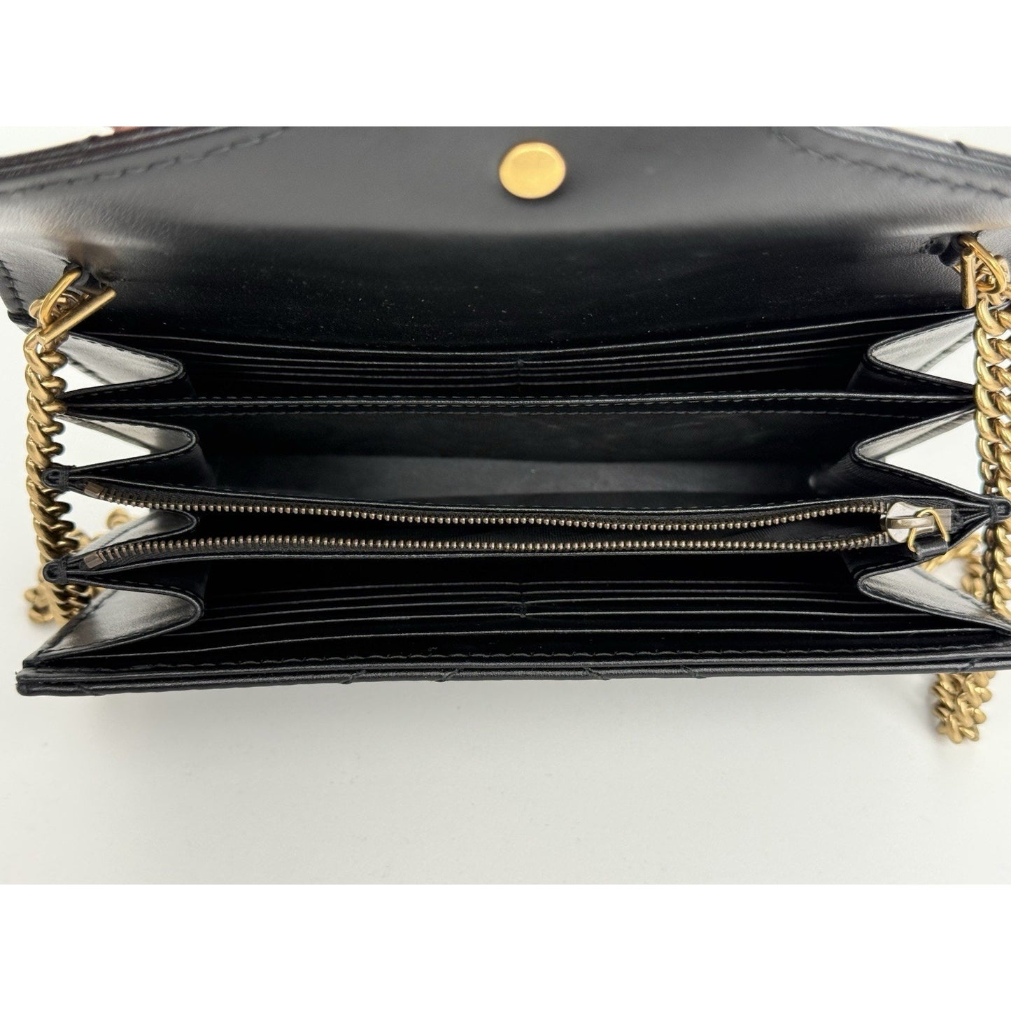 Gucci GG Marmont Black Matelassé Leather Shoulder Bag with Gold Chain