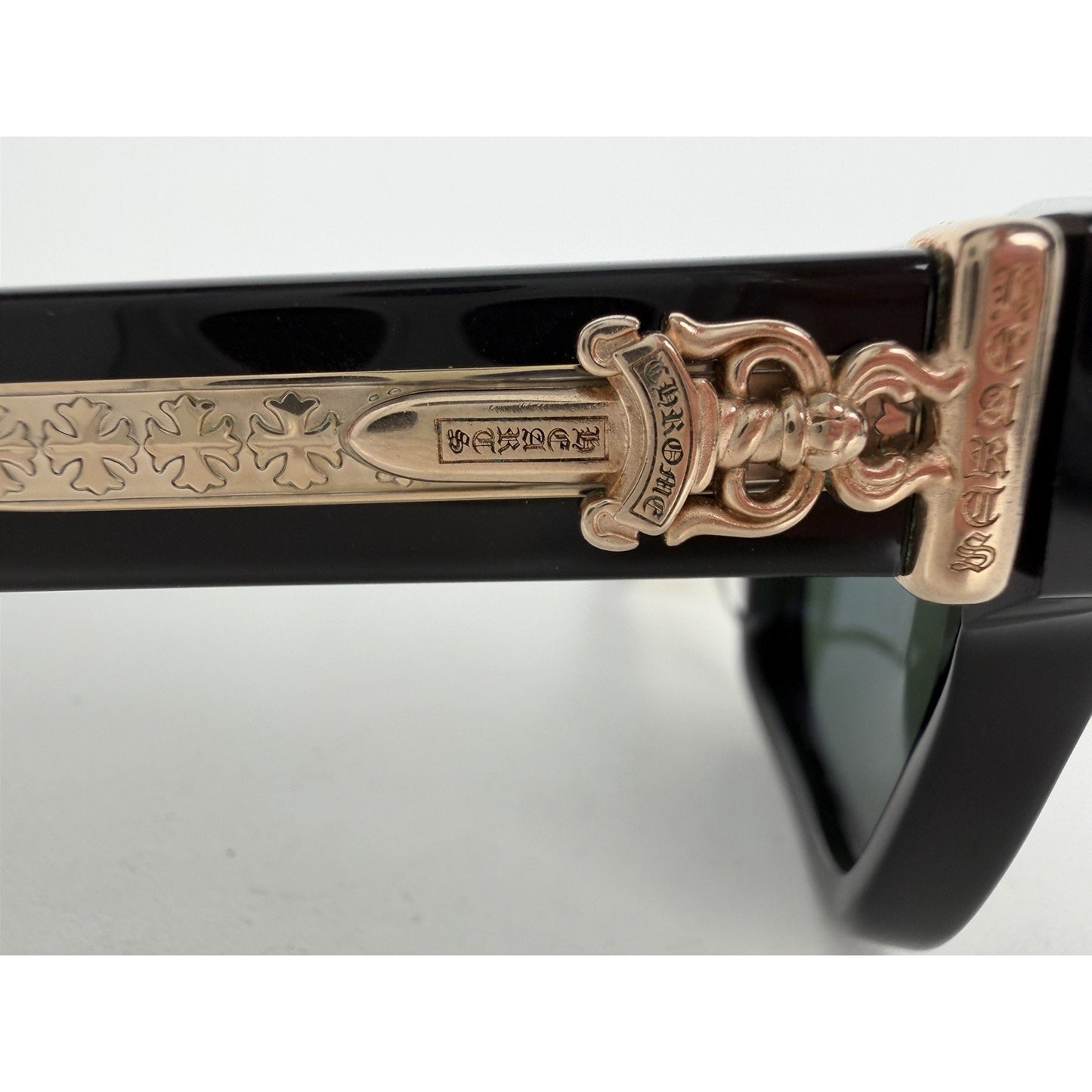 Chrome Hearts Box Officer Square Sunglasses 56 in Black with Dark Green Lenses